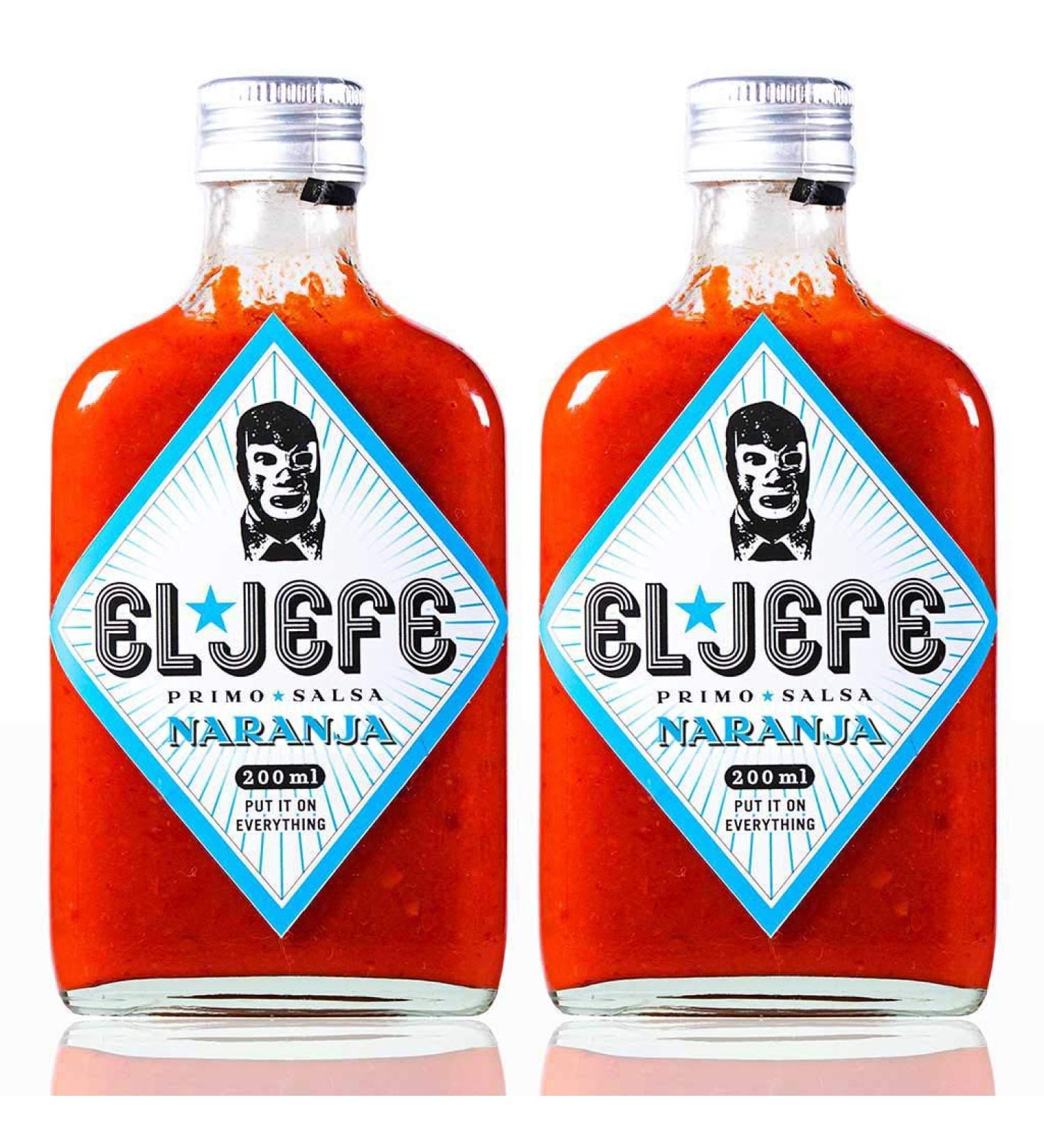The Chief Cousin Salsa El Jefe Primo Sauce Hot sauce Orange 2 pack 2 x 200ml