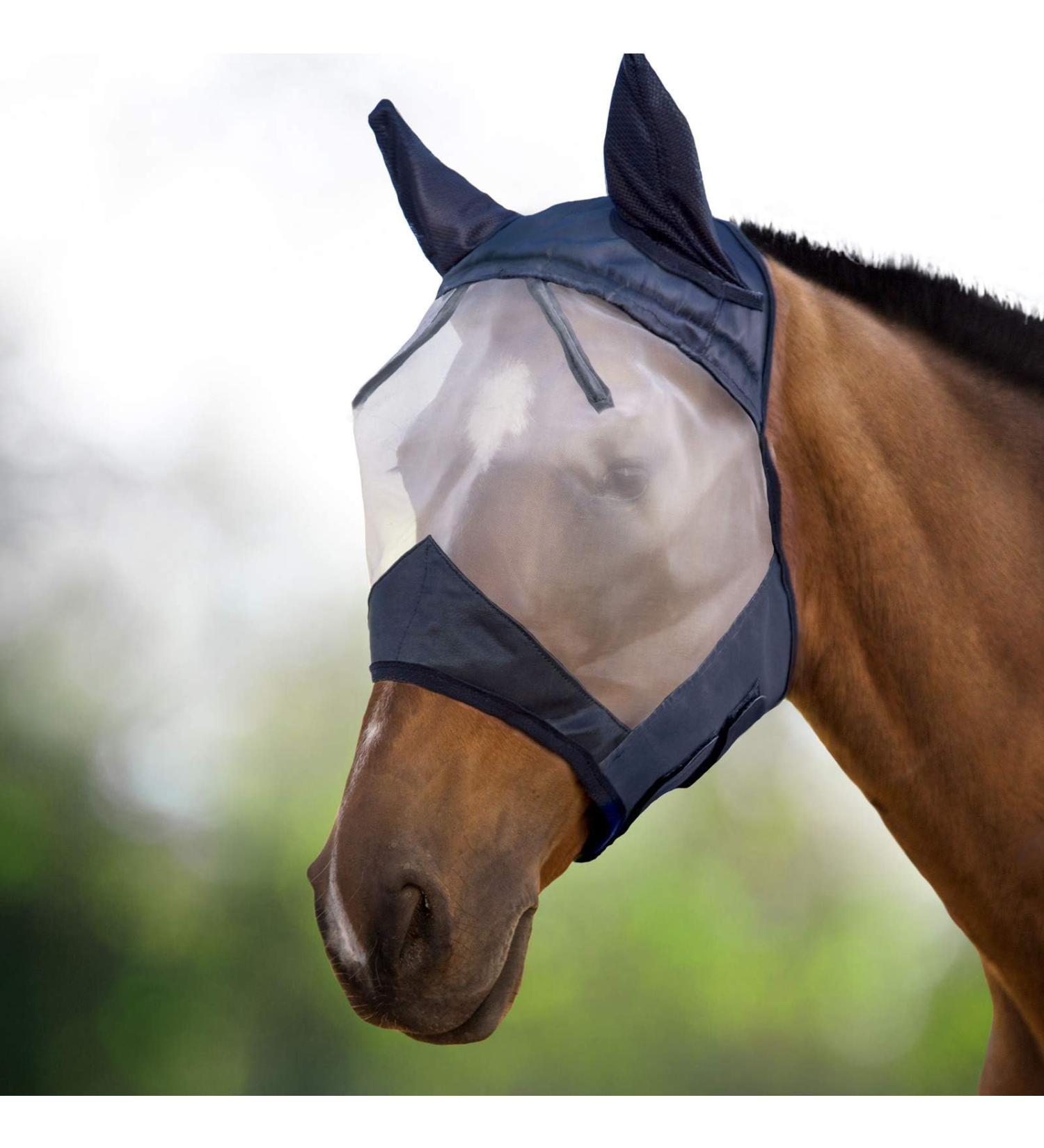 Harrison Howard Caremaster Half Face Fly Mask for Horses - Black/Silver Retro COB (Medium) | Ultimate Fly Protection - Buy Online on GoSupps.com
