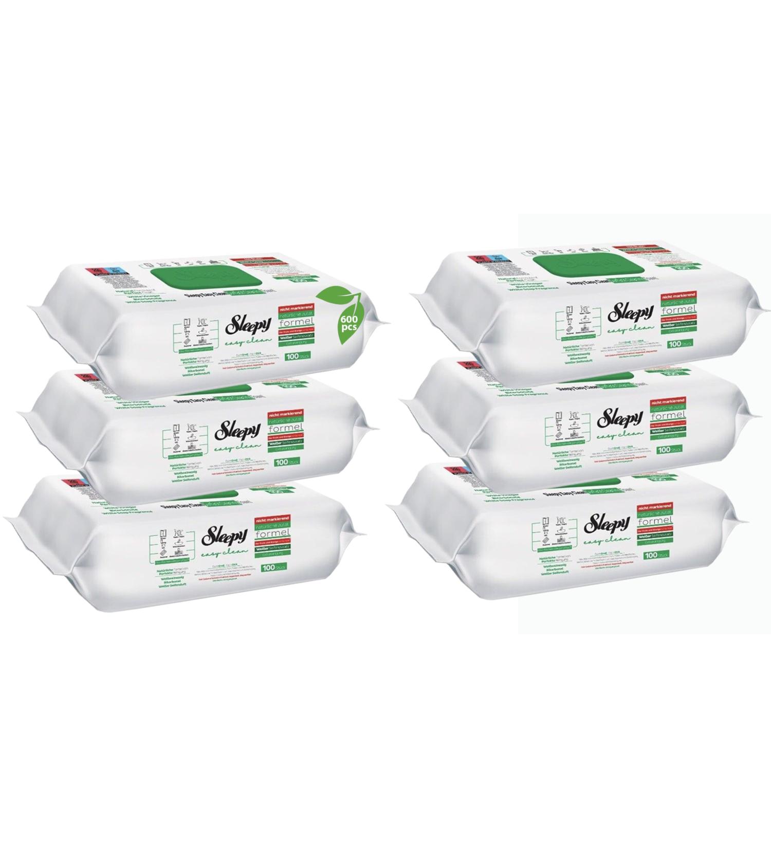Sleepy Easy Clean EXTRA Cleaning Towel (6x100) Cloths Wipes Antibacterial Extra Large and Strong Vegan (White Soap Frangrance) White Soap Frangrance 600 count (Pack of 1) - Buy Online on GoSupps.com