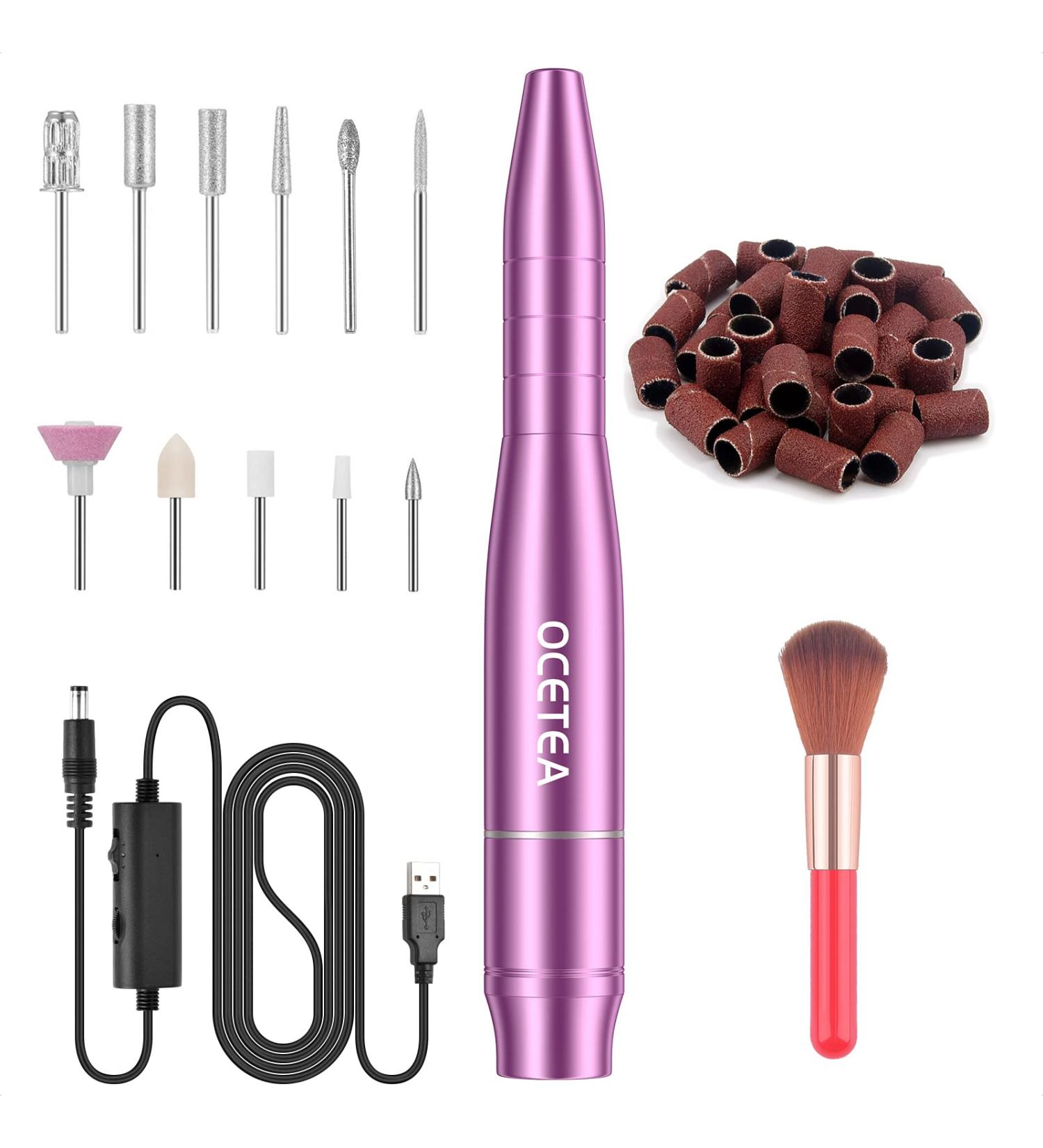 Ocetea Electric Nail Drill Efile - Professional Manicure Pedicure Machine Kit for Shaping, Polishing, and Removing Acrylic Gel Nails - Portable Tool for Home or Salon Use (Purple) - Buy Online on GoSupps.com