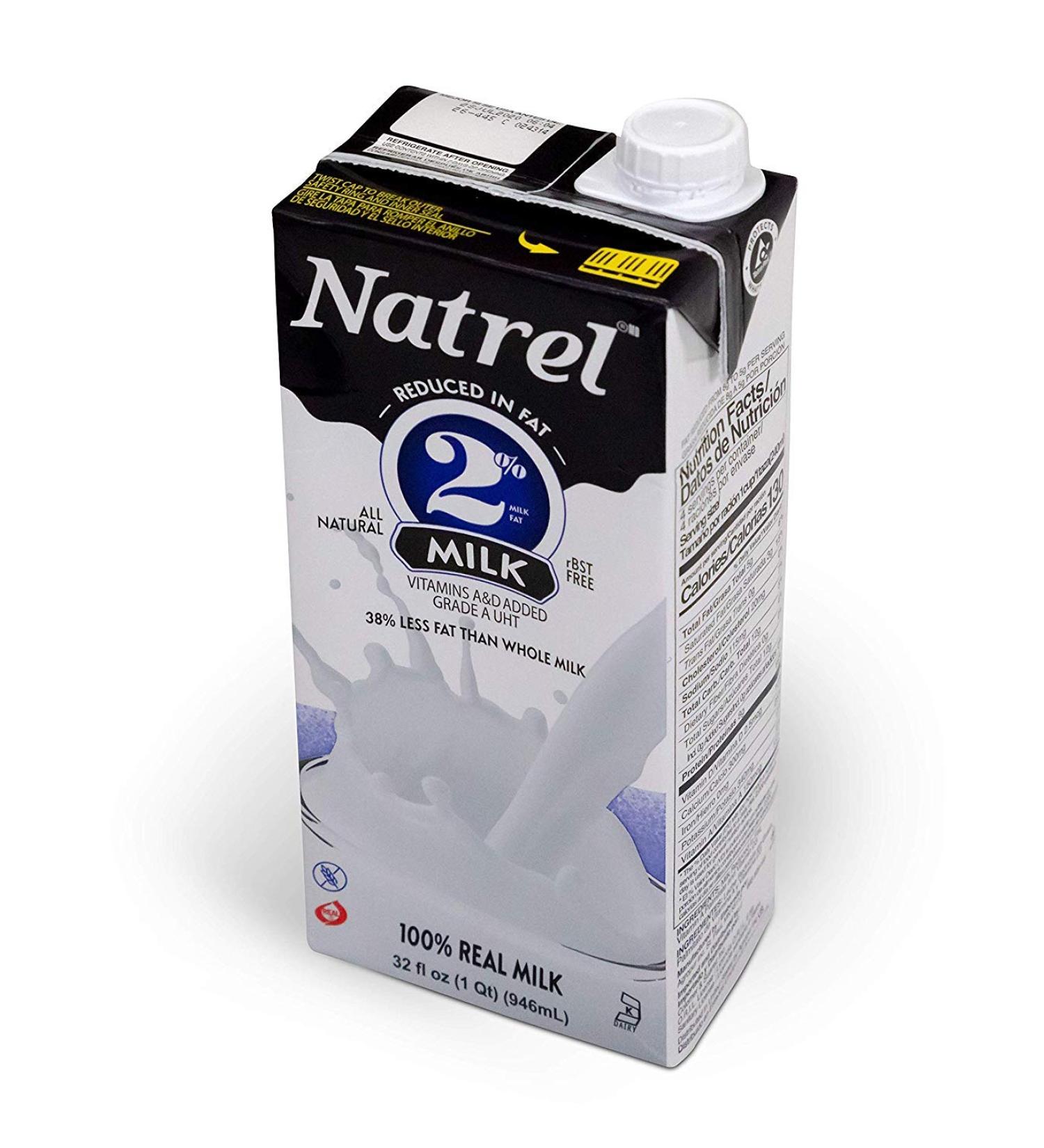 Natrel 2% Milk 32oz - Pack of 12 | Shelf Stable, Gluten-Free, Kosher, Non-GMO | No Refrigeration Needed | Long-Lasting Fresh Taste | Made in USA - Buy Online on GoSupps.com