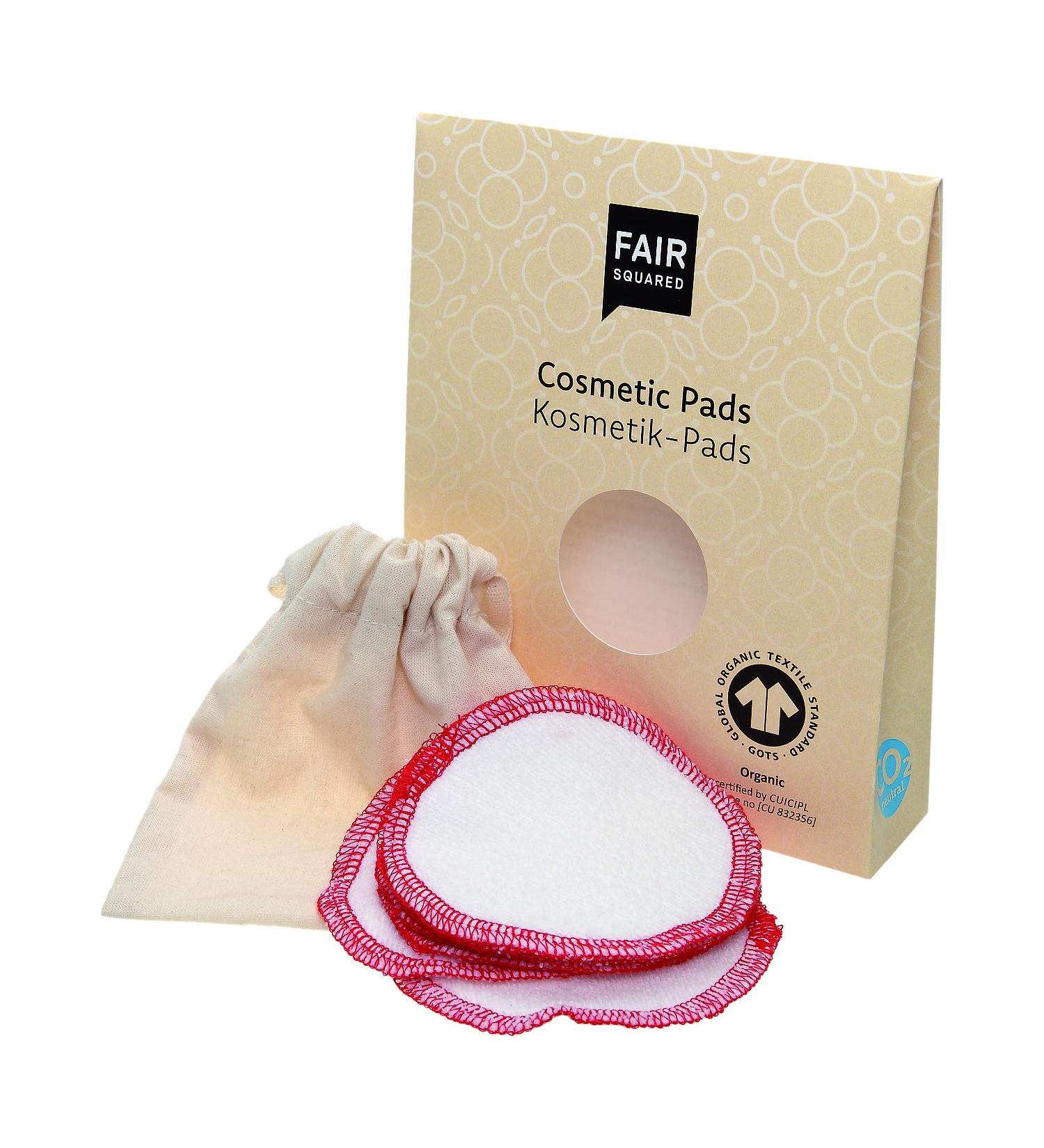FAIR SQUARED cosmetic pads 7 pieces - washable make-up removal pads made from fair trade organic cotton - zero waste alternative to cotton pads