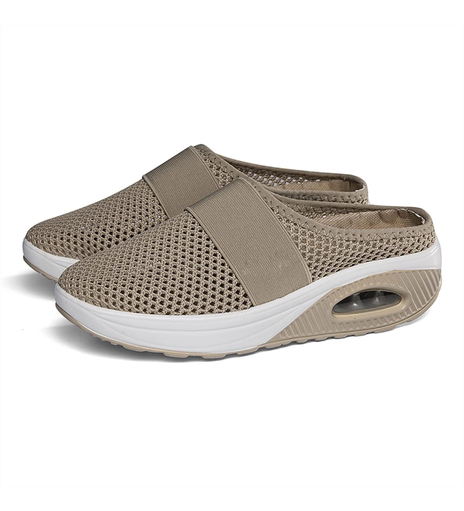 Bonseor Orthopedic Arch Support Walking Shoes - Breathable Slip-On Sneakers for Diabetics | Khaki 7.5 - Buy Online on GoSupps.com
