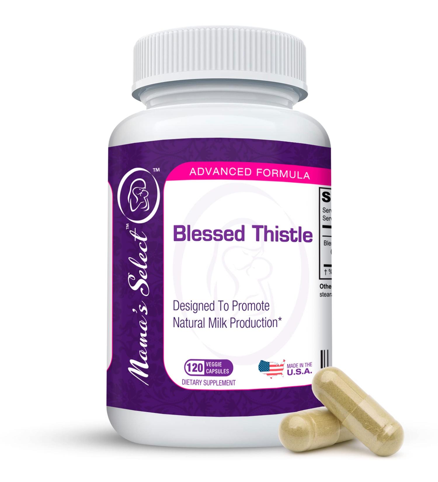 Mama's Select Blessed Thistle Breastfeeding Supplement - 800mg for Increased Breast Milk Production - Lactation Support - 120 Vegan Capsules - Buy Online on GoSupps.com