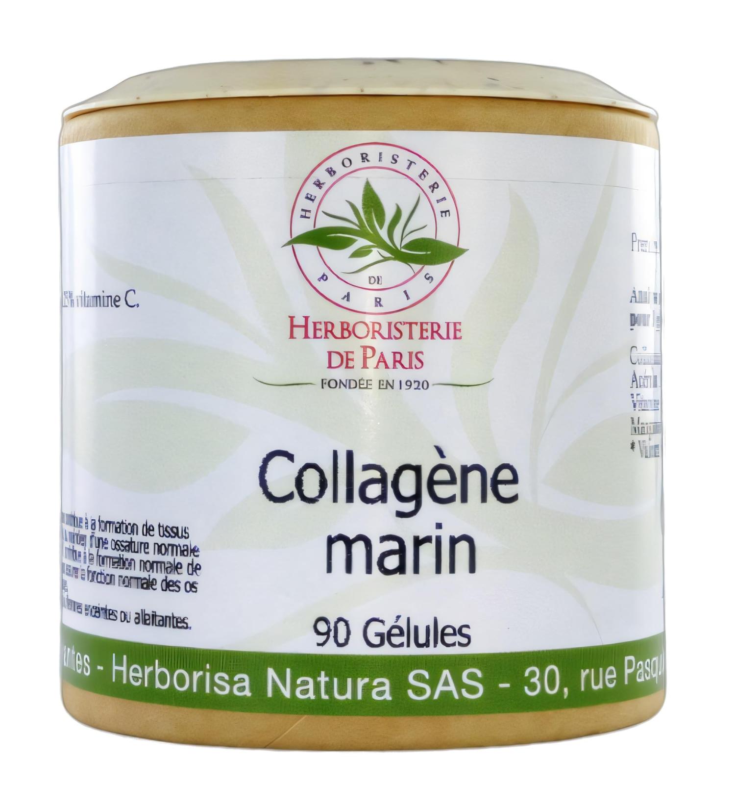Herboristerie de Paris Marine Collagen 90 Capsules - Natural Food Supplement with Vitamin C and Manganese for a Complete Formula