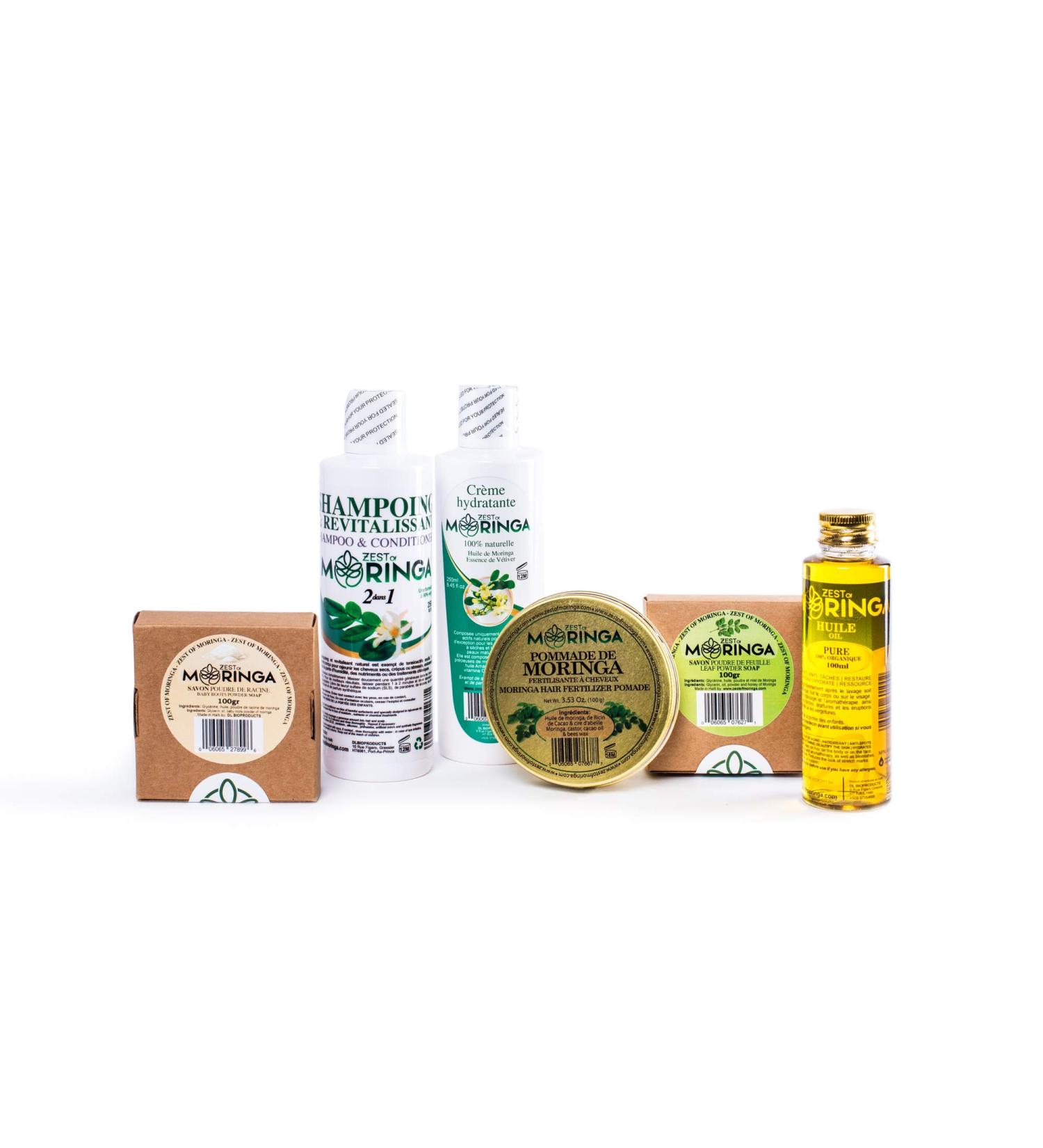 Zest Of Moringa Hair & Skin Care Set | 100% Natural Moringa Soap Oil Shampoo & Conditioner | Shop Internationally for Glowing Skin & Healthy Hair - Buy Online on GoSupps.com