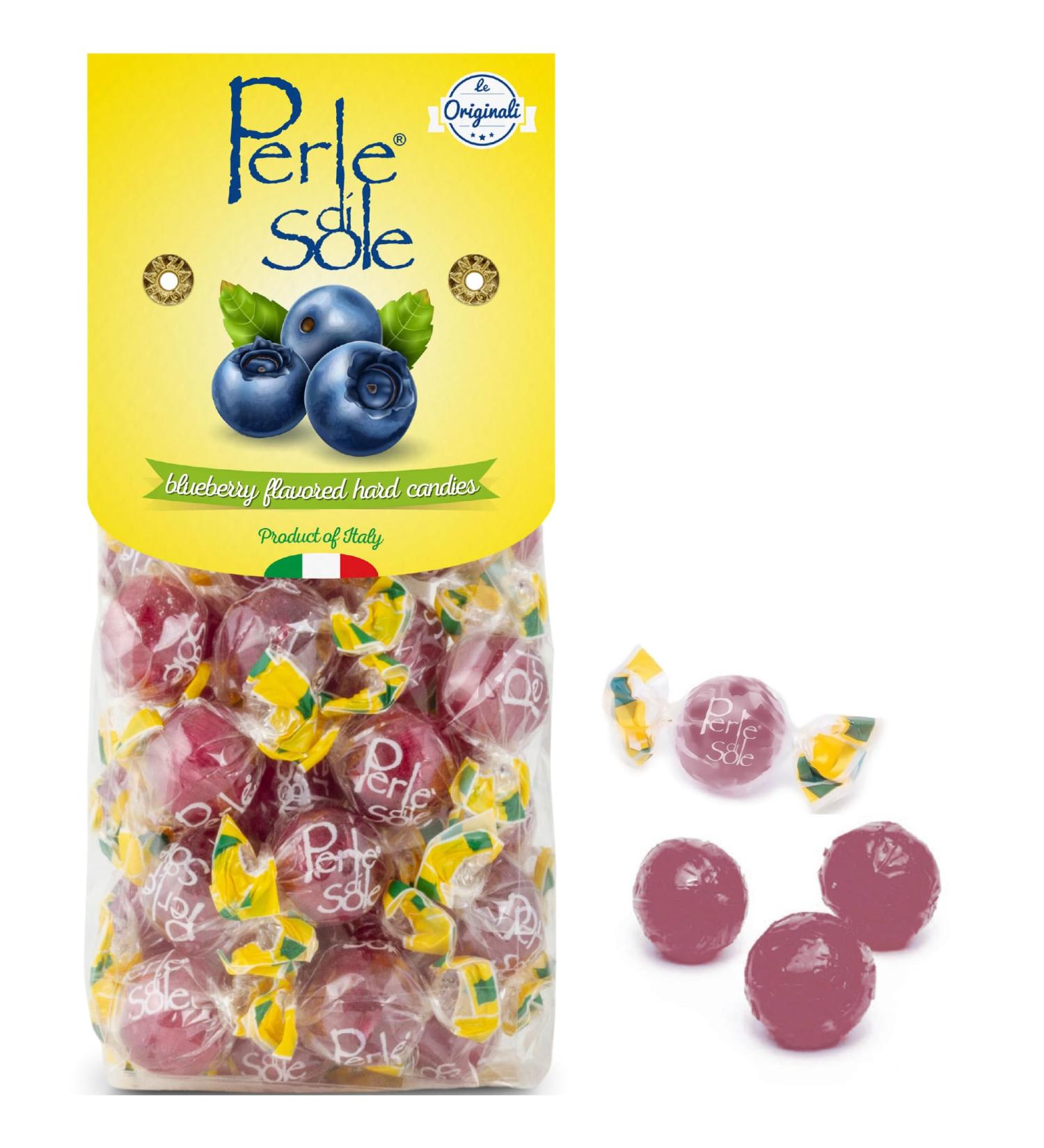 The Original Perle di Sole Blueberry Hard Candy with a Tart Fizzy Filling- Single Pack 1 - Buy Online on GoSupps.com