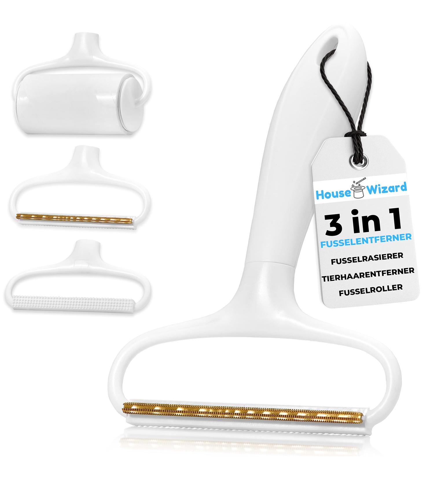 House Wizard Portable Lint Remover 3-in-1 Set | Pilling Razor Lint Roller & Pet Hair Remover - Interchangeable Attachments - Buy Online on GoSupps.com