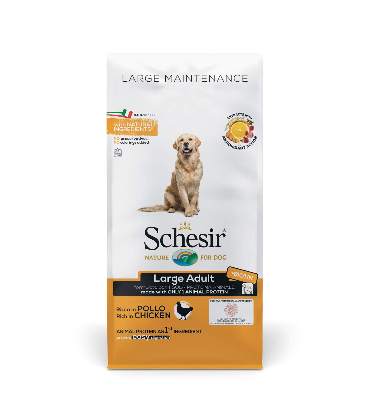Schesir Dry Food for Large Adult Dogs with Chicken Flavor Conservation Line in Kibble - 12 kg Bag Format - Buy Online on GoSupps.com