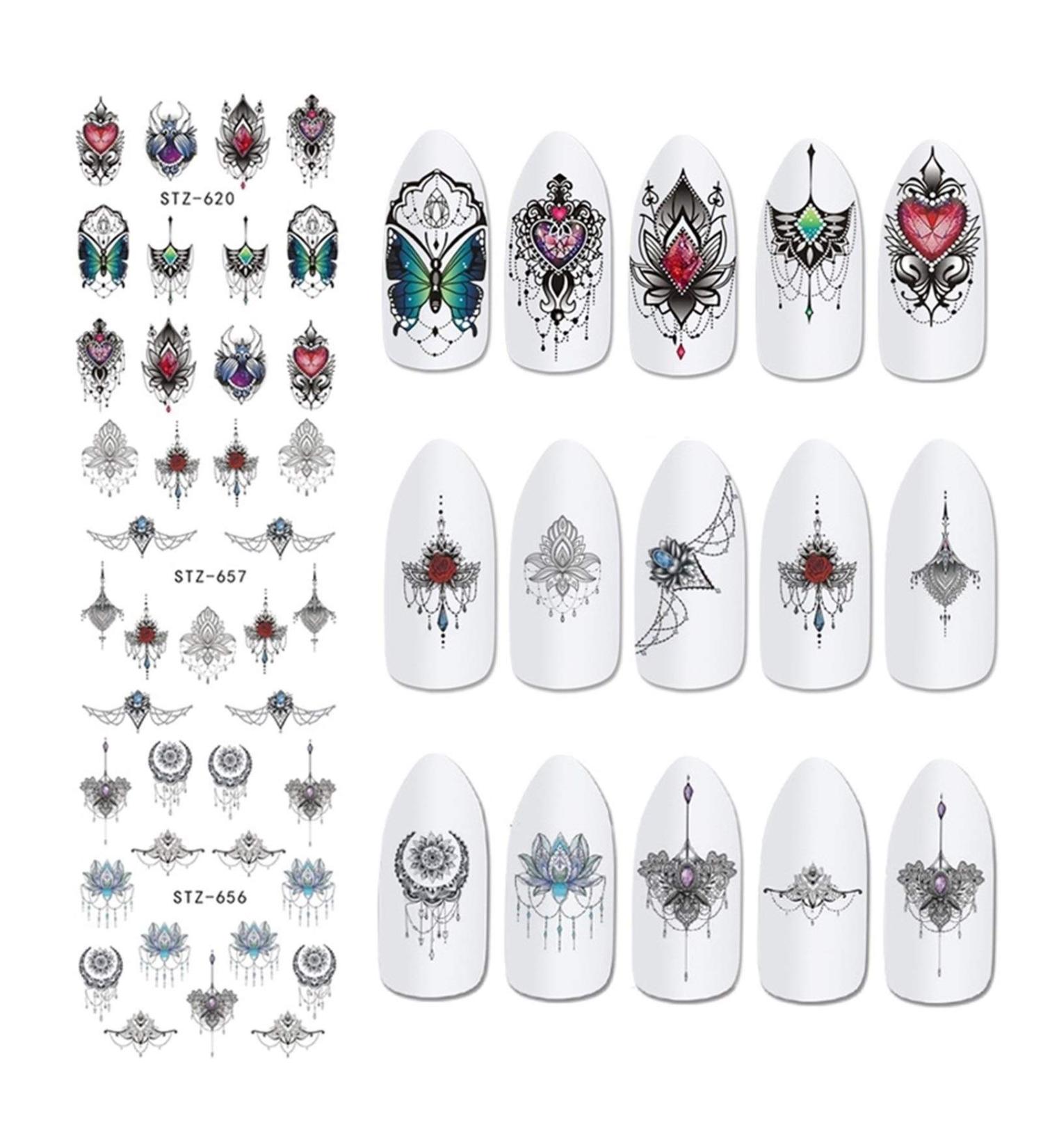40pcs Nail Sticker Black Flower Water Transfer Sticker Lace Dream Catcher Design Nail Art Slider Polish Decoration Chstz608658 Claral - Buy Online on GoSupps.com