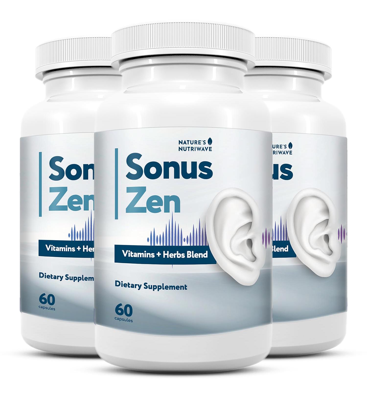 SonusZen Natural Daily Supplement with Vitamins & Herbal Extracts Made in USA | Non-GMO | Gluten Free | Vegetarian Formula | Made in USA | 60 Capsules 3 Month Supply 60 Count (Pack of 3)
