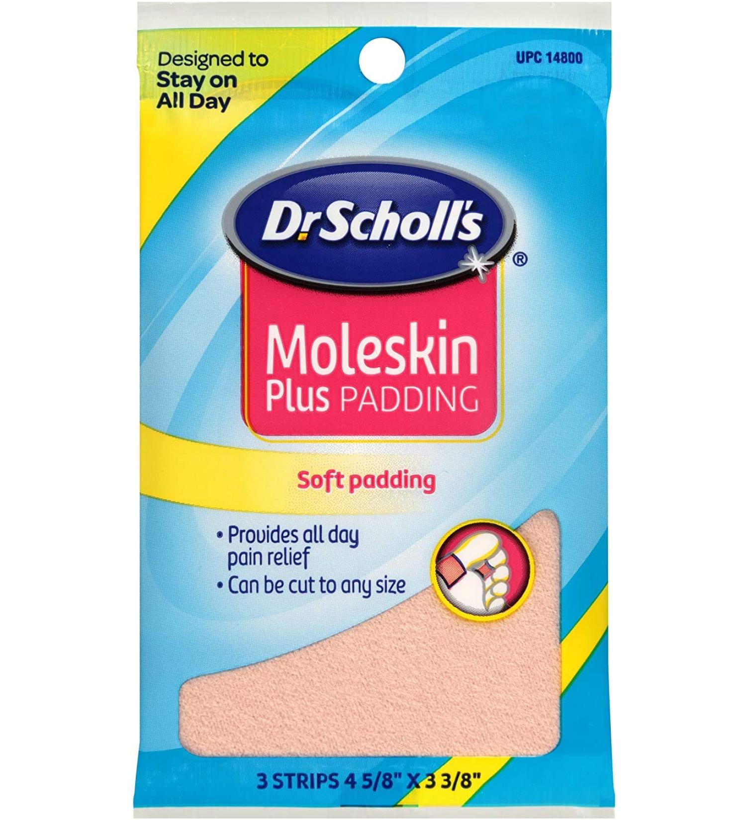 Dr. Scholl's Moleskin Plus Padding - 4 5/8 x 3 3/8 | Blister Protection & Comfort - Buy Online on GoSupps.com