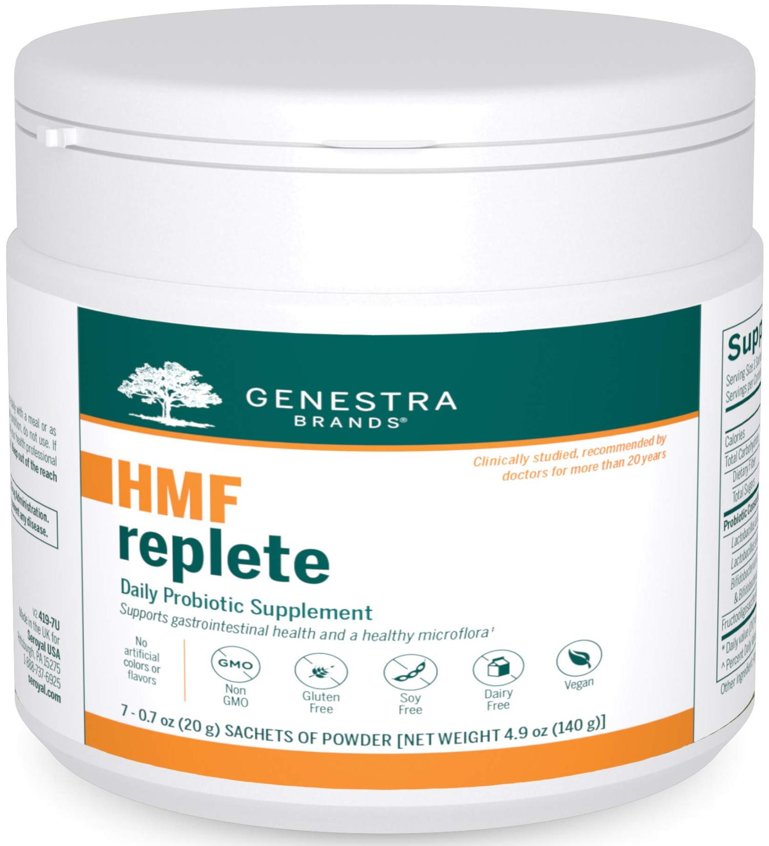 Genestra Brands HMF Replete | Probiotic Formula to Support Healthy Gut Flora | 7 Sachets - Buy Online on GoSupps.com