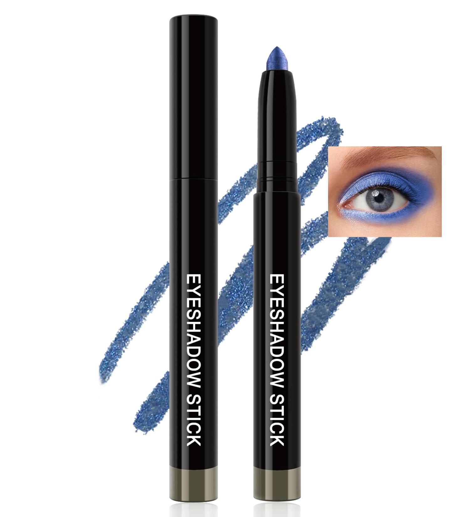 Cream Eyeshadow Stick Eyeliner Multi-Use Brightener Eyeshadow Pencil Waterproof Long Lasting Eye Shadow Stick Blue Matte & Shimmer Finish Smooth Crease-proof Buildable Eyeshadow with Sharpener-05# - Buy Online on GoSupps.com
