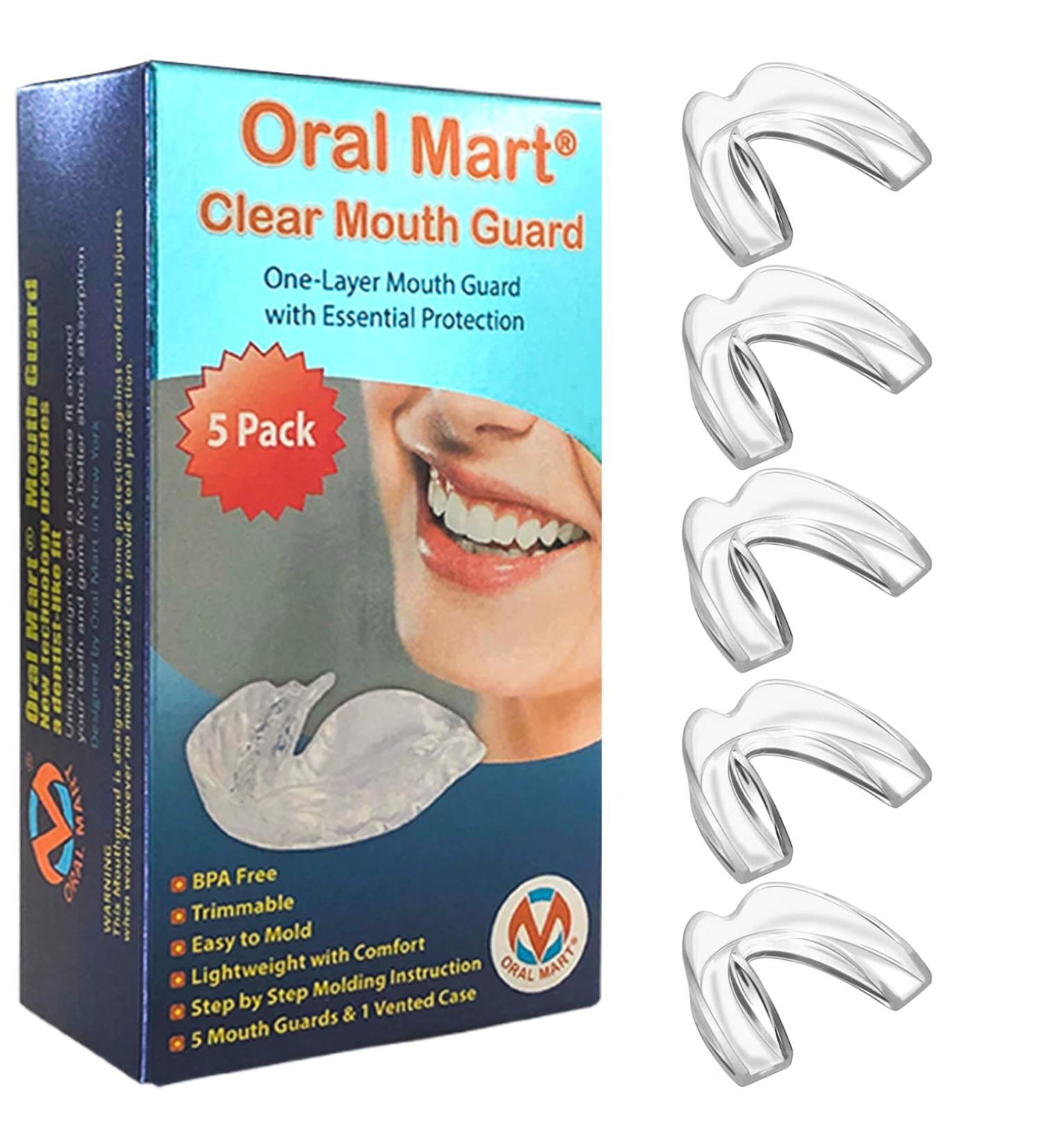 Oral Mart Kids Mouth Guards for Grinding Teeth - 5 Pack Clear Moldable Anti Grinding Teeth Protector for Sleep - Youth Size with Free Case - Buy Online on GoSupps.com