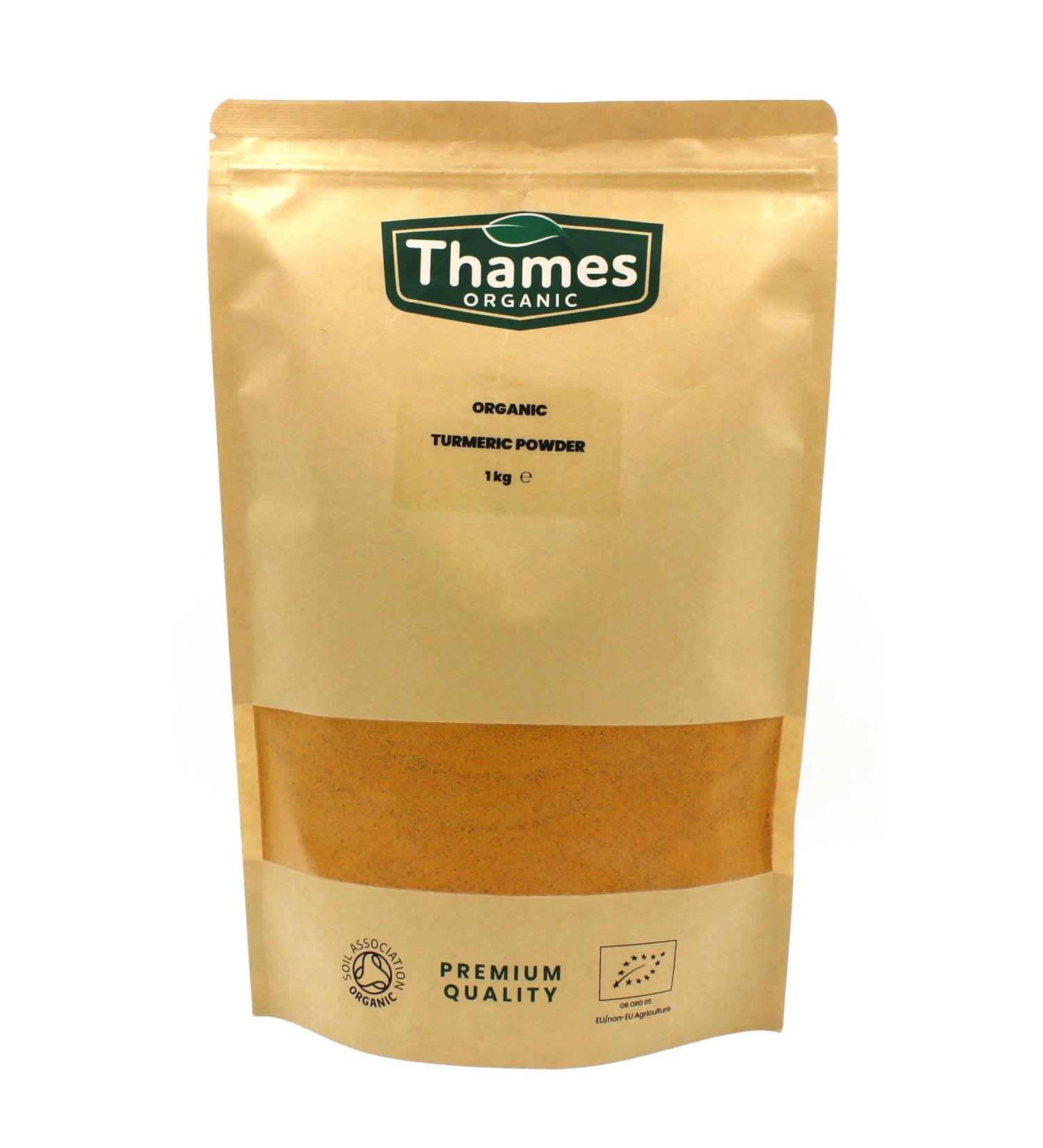Thames Organic Turmeric Powder 1kg - 100% Pure & Natural, GMO-Free, Certified Organic - Ideal for Cooking & Baking - Buy Online on GoSupps.com
