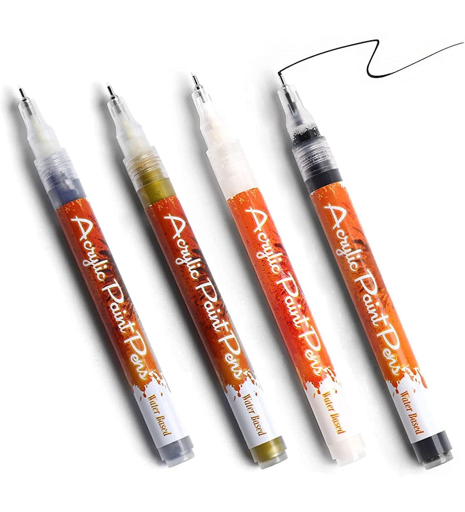1/4pcs Nail Art Painting Pen Set - Quick Dry Acrylic Graffiti Pens for DIY Nail Beauty - 1mm Tip for Acrylic Natural & Gel Nails (4 Colors) - Buy Online on GoSupps.com