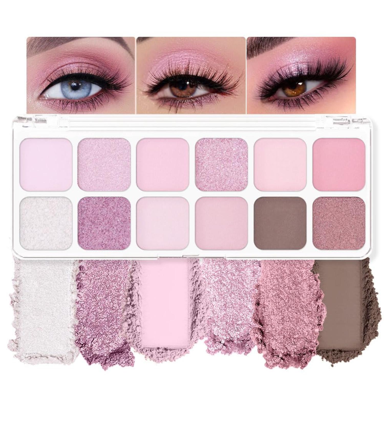 12 Colors White Purple Eye Shadow Palette - Highly Pigmented Matte & Shimmer Waterproof & Blendable - Perfect Travel Gift Kit - Buy Online on GoSupps.com