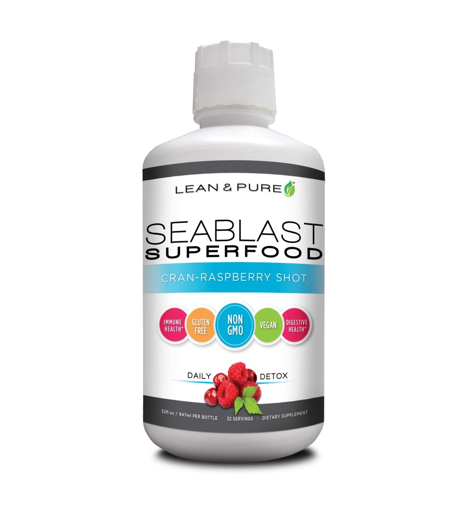 Lean & Pure Sea Blast Superfood - Vegan Non-GMO Gluten-Free Digestive & Immune Support 32 oz Cran-Raspberry - Buy Online on GoSupps.com