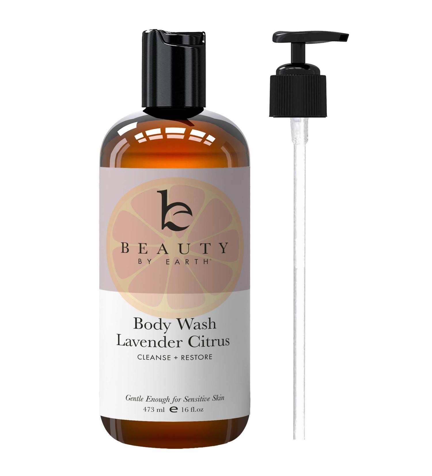 Organic Lavender Citrus Body Wash for Sensitive Skin - All Natural Shower Gel for Women, Men & Kids - 16 Fl Oz Pump Bottle - Buy Online on GoSupps.com