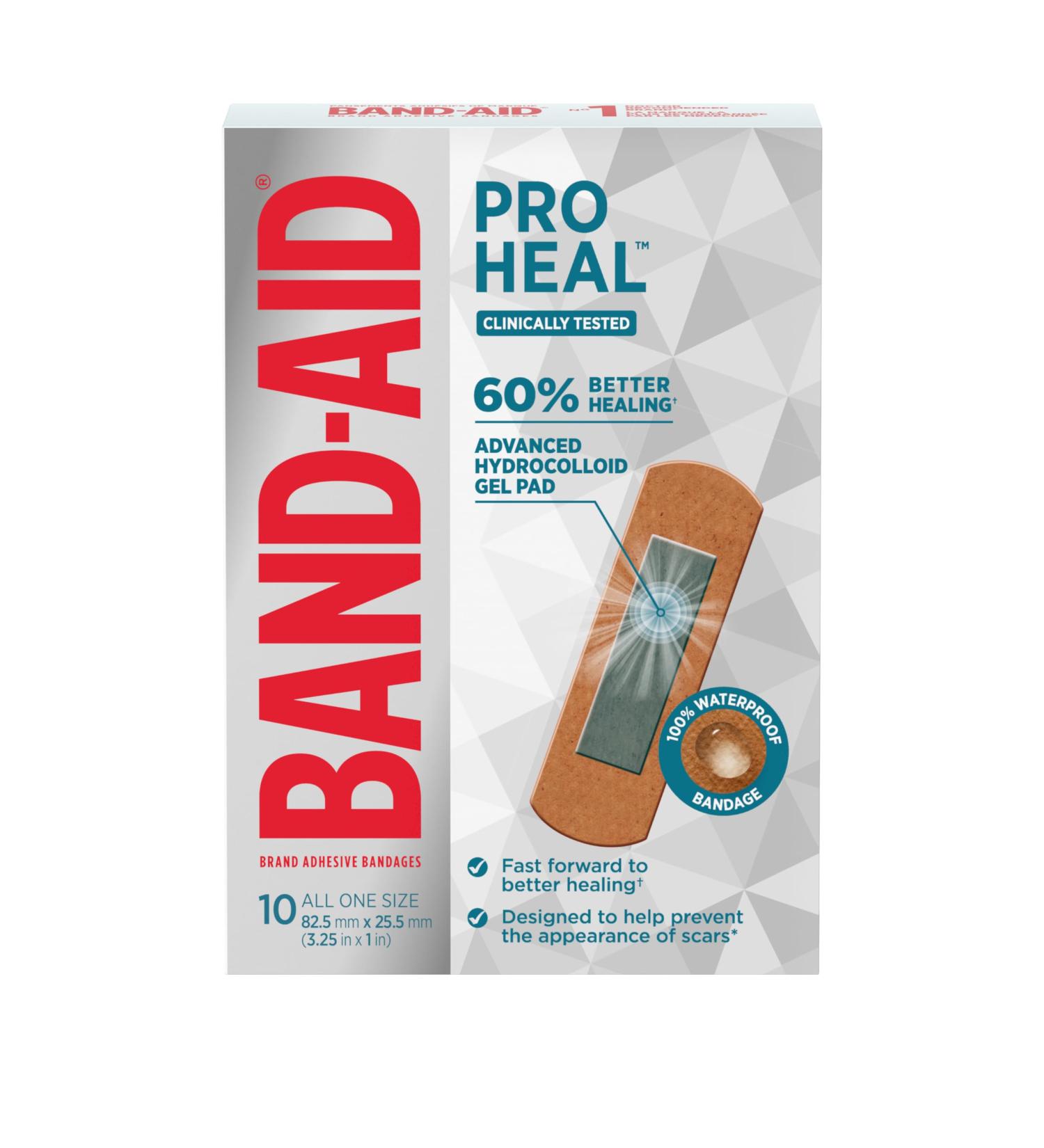 BAND-AID Pro Heal Adhesive Bandages Regular Size First Aid Wound Care Dressing Waterproof Healing Bandage 10 Count - Buy Online on GoSupps.com