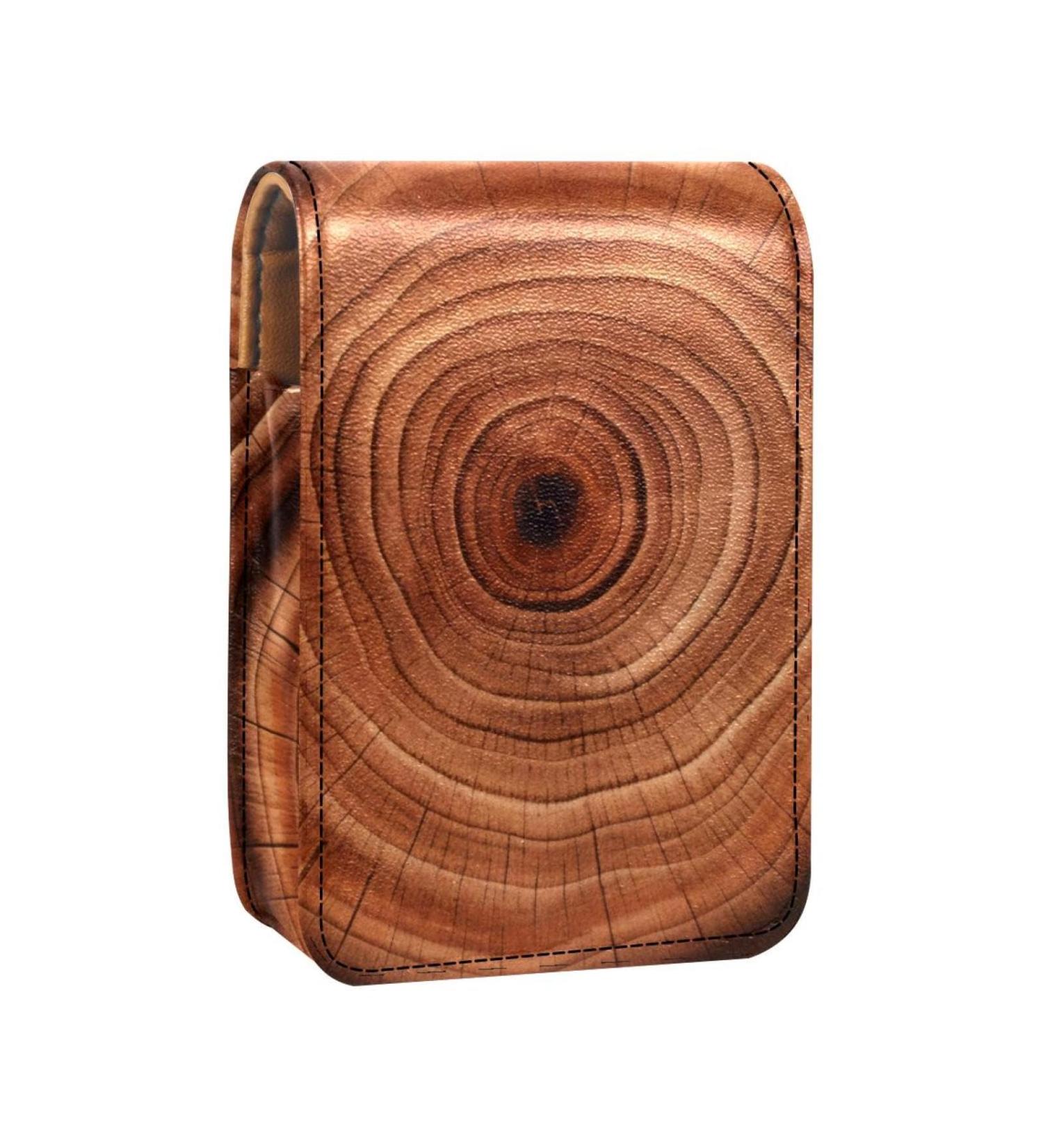 Travel Lipstick Organizer Case - Portable Makeup Bag with Mirror | Plant Annual Rings Pattern | International Shipping Available - Buy Online on GoSupps.com