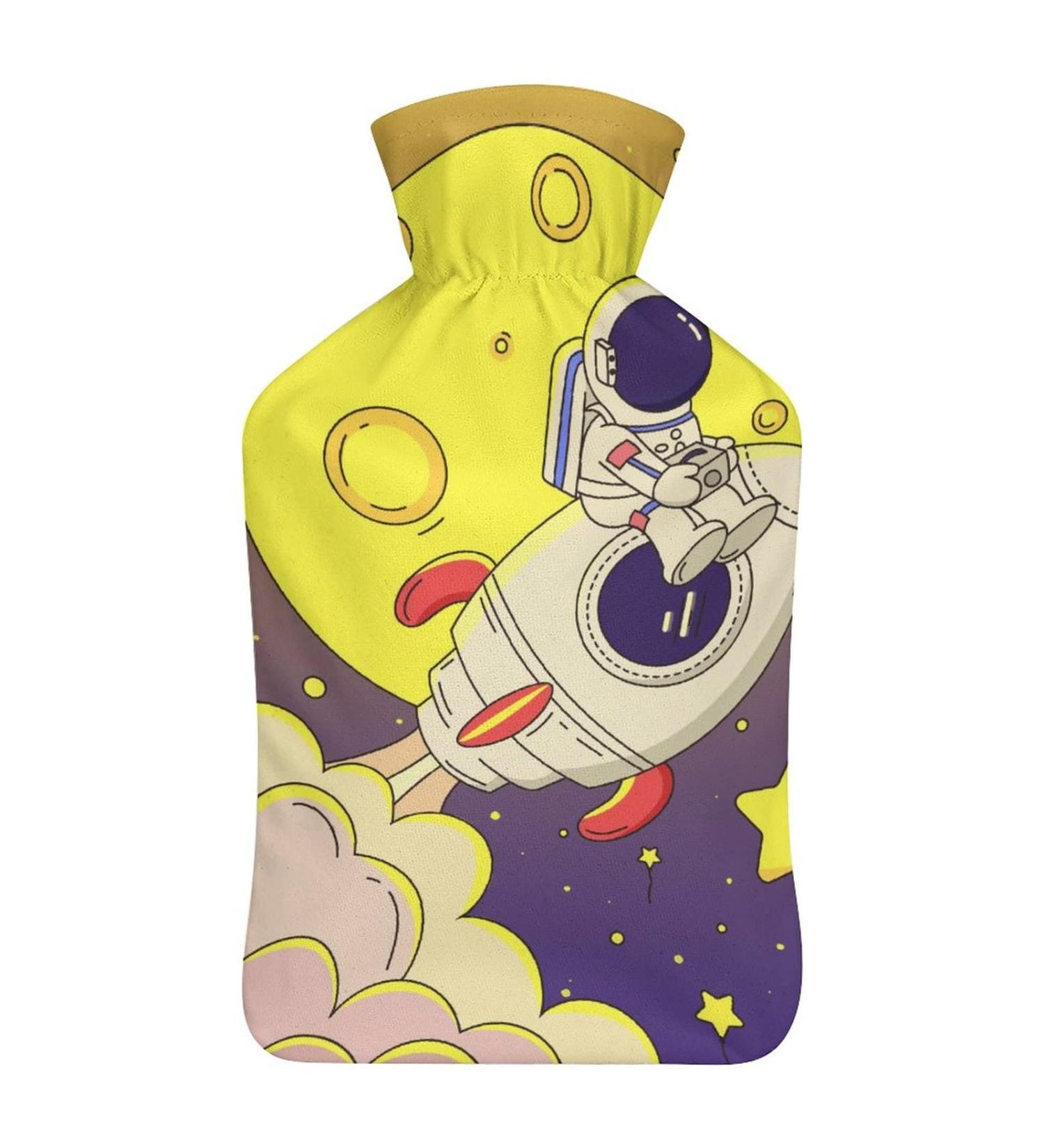 Rocket Hot Water Bottle with Plush Cover | Hand Warmer for Adults & Kids - 26.5x15.3cm | International Shipping - Buy Online on GoSupps.com