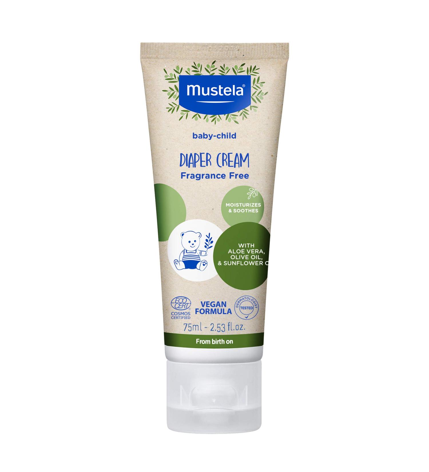 Mustela Baby Natural Diaper Cream with Olive Oil, Aloe Vera & Sunflower Oil - 2.53 fl. oz - Buy Online on GoSupps.com
