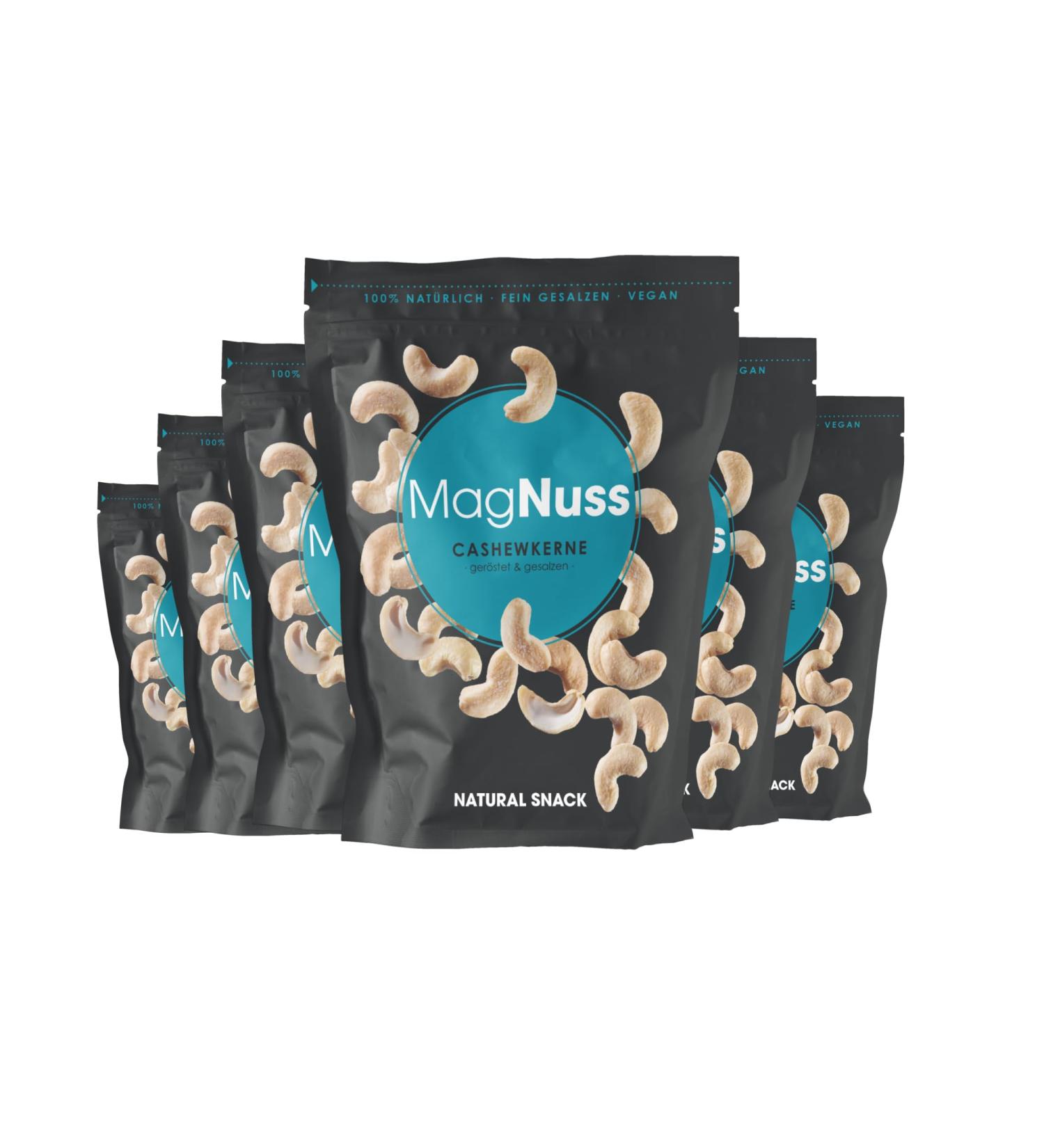 Magnuss Cashew Nuts | Roasted & Salted | 6x200g | Crunchy Vegan Snack | High-Quality Source of Magnesium Phosphorus & Vitamin E - Buy Online on GoSupps.com