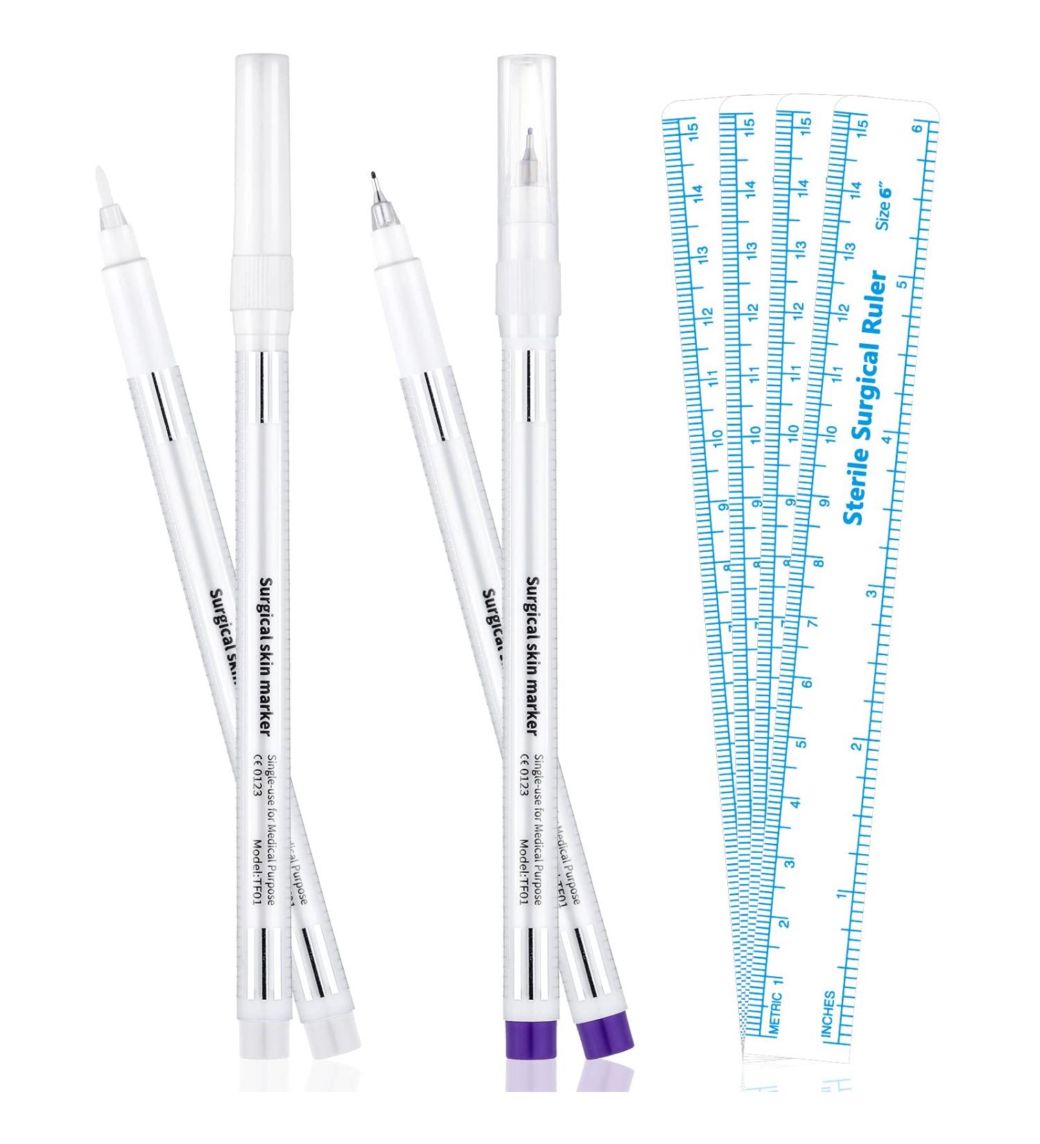 4-Piece Skin Marker Pen Set - White/Purple Microblading Accessories - Buy Online on GoSupps.com