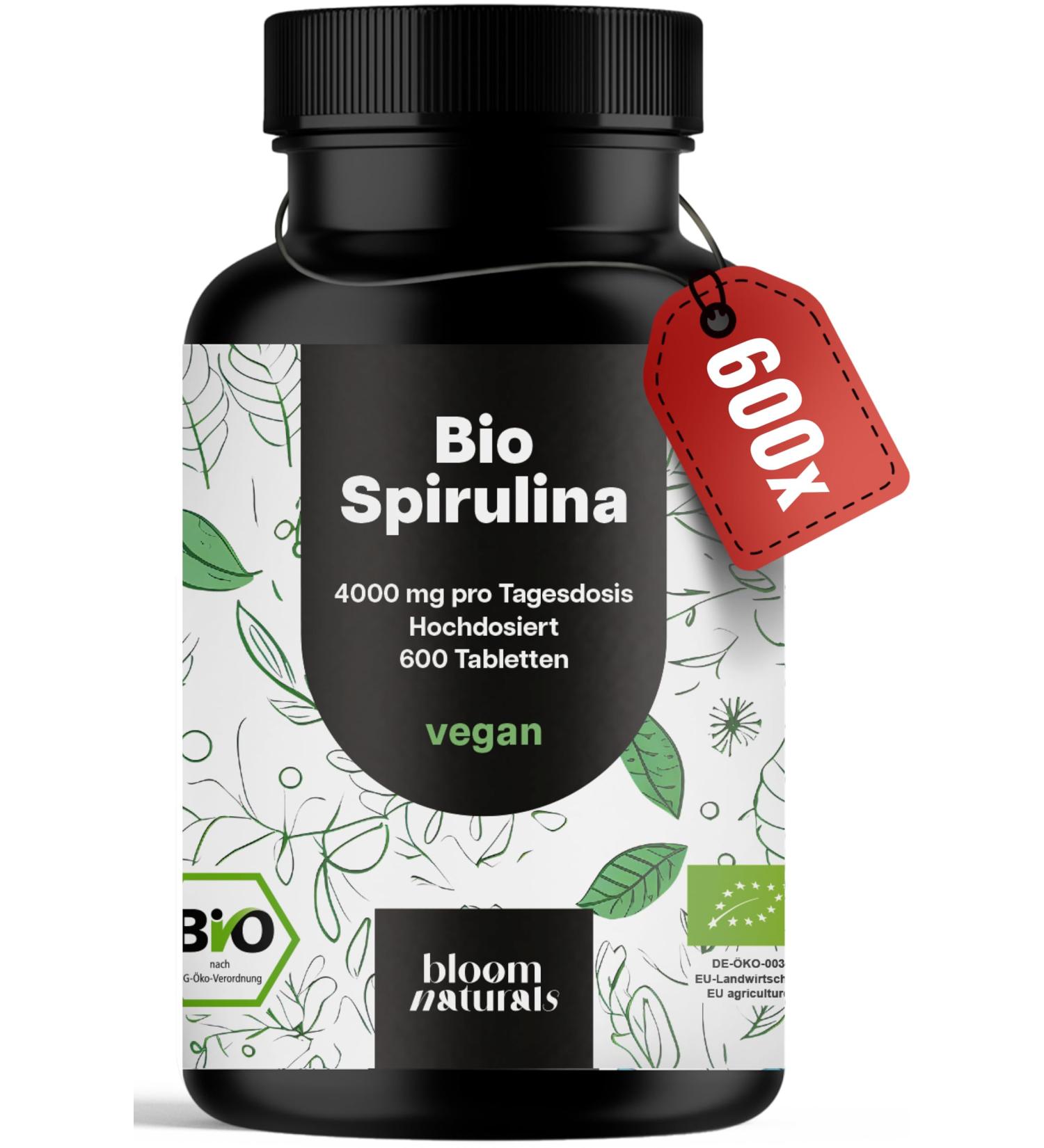 Supplement Hub Spirulina tablets organic 600 tablets high dosage 4000mg per daily dose Vegan Made in Germany Laboratory tested - Buy Online on GoSupps.com