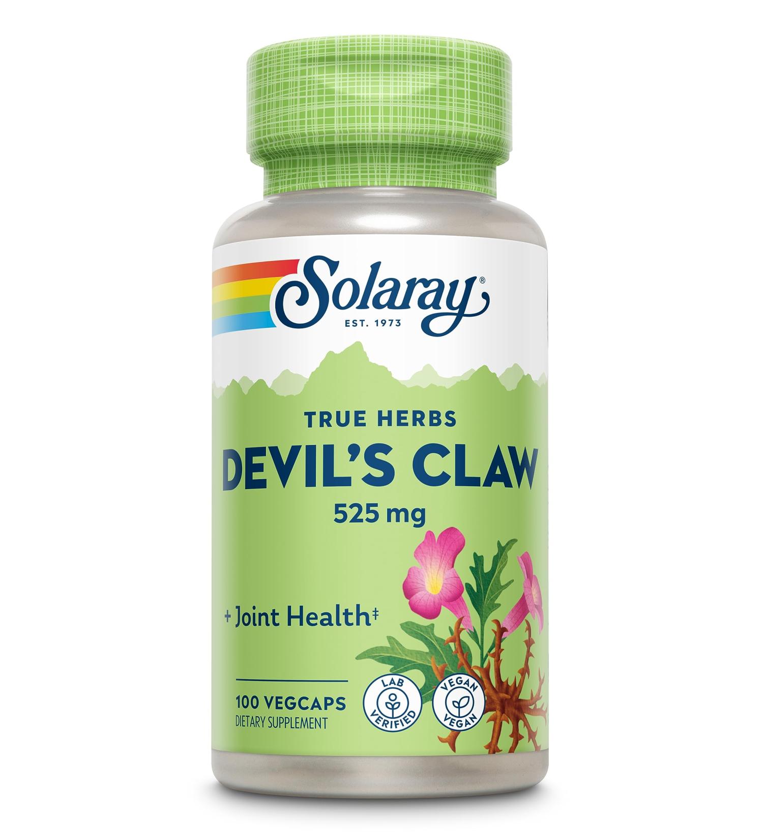 SOLARAY Solaray Devil's Claw |525 mg | Harpagophyto| 100 VegCaps | Vegan Friendly