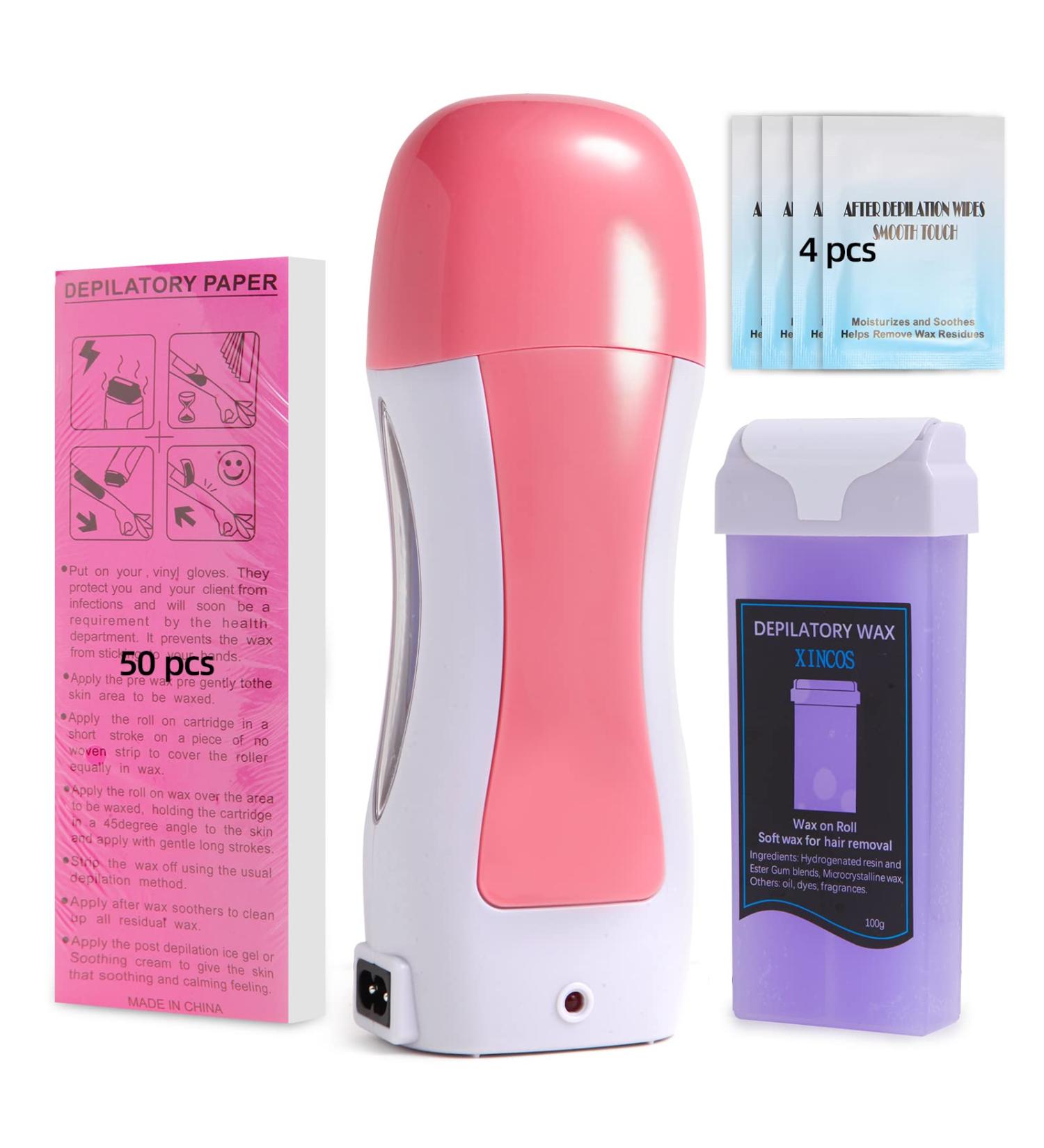 Tobcharm Roll On Wax Kit | Professional Hair Removal Wax Roller with Portable Warmer and Soft Wax Cartridge | 50 Strips Included | At-Home Waxing Kit for Women and Men - Buy Online on GoSupps.com