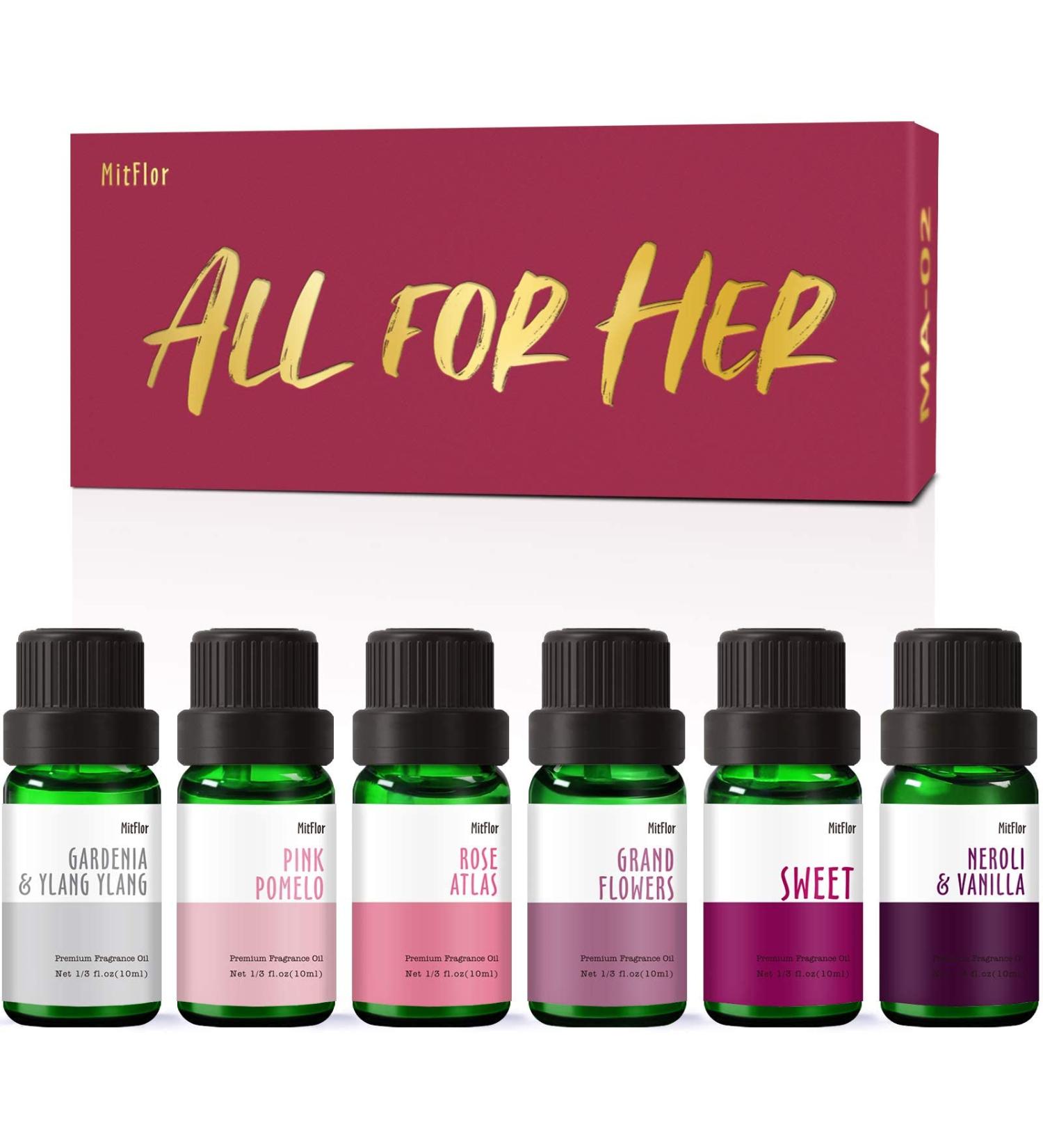 MitFlor Essential Oils Set - 6x10ml Aromatherapy & Fragrance Oils for Perfume Soap Candle Making | Gift Set with Gardenia Ylang Ylang & Pink Pomelo - Buy Online on GoSupps.com