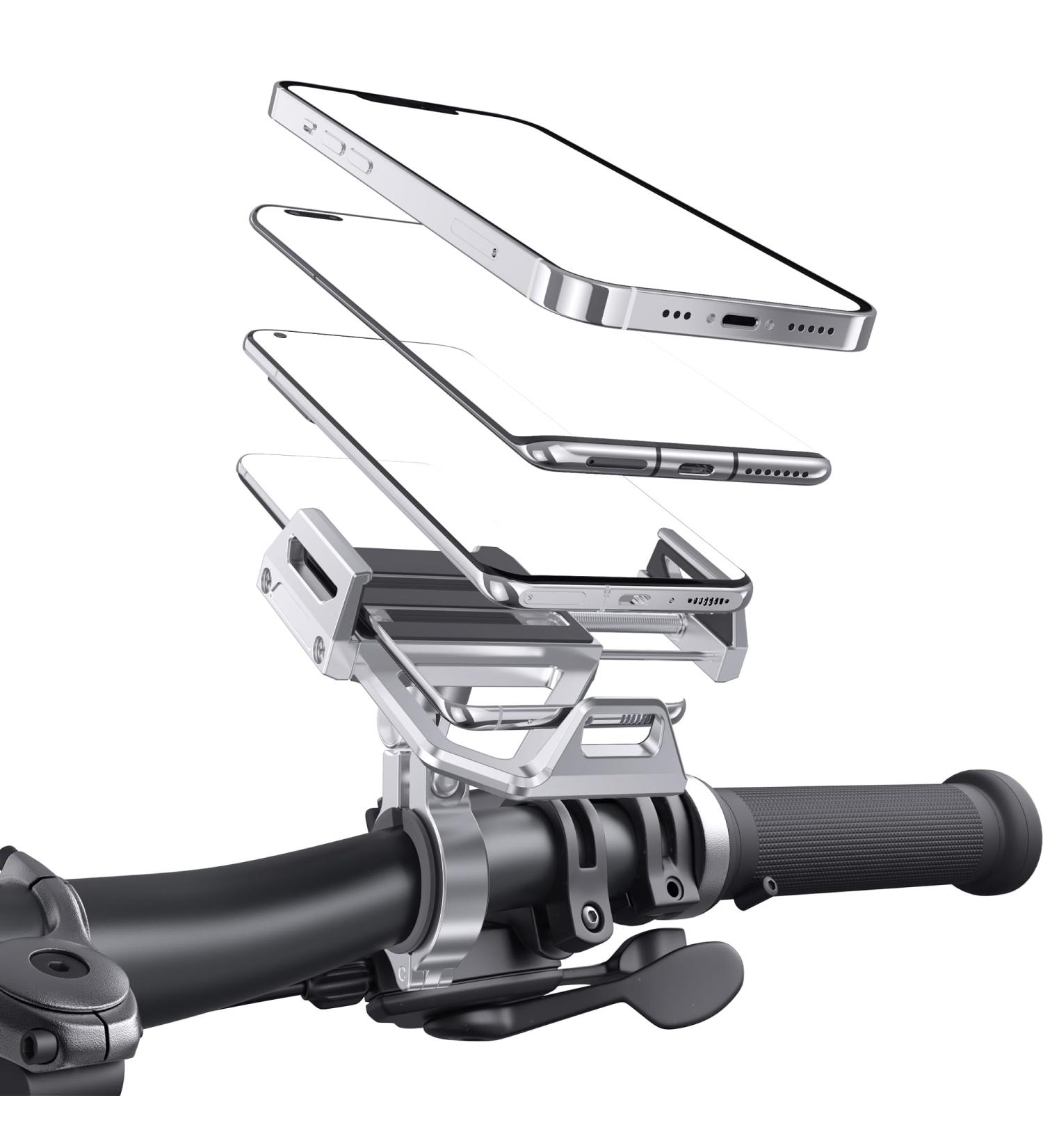 Premium Aluminum Bicycle & Motorcycle Phone Holder | 360 Rotation Shock Absorption Universal Fit - Buy Online on GoSupps.com