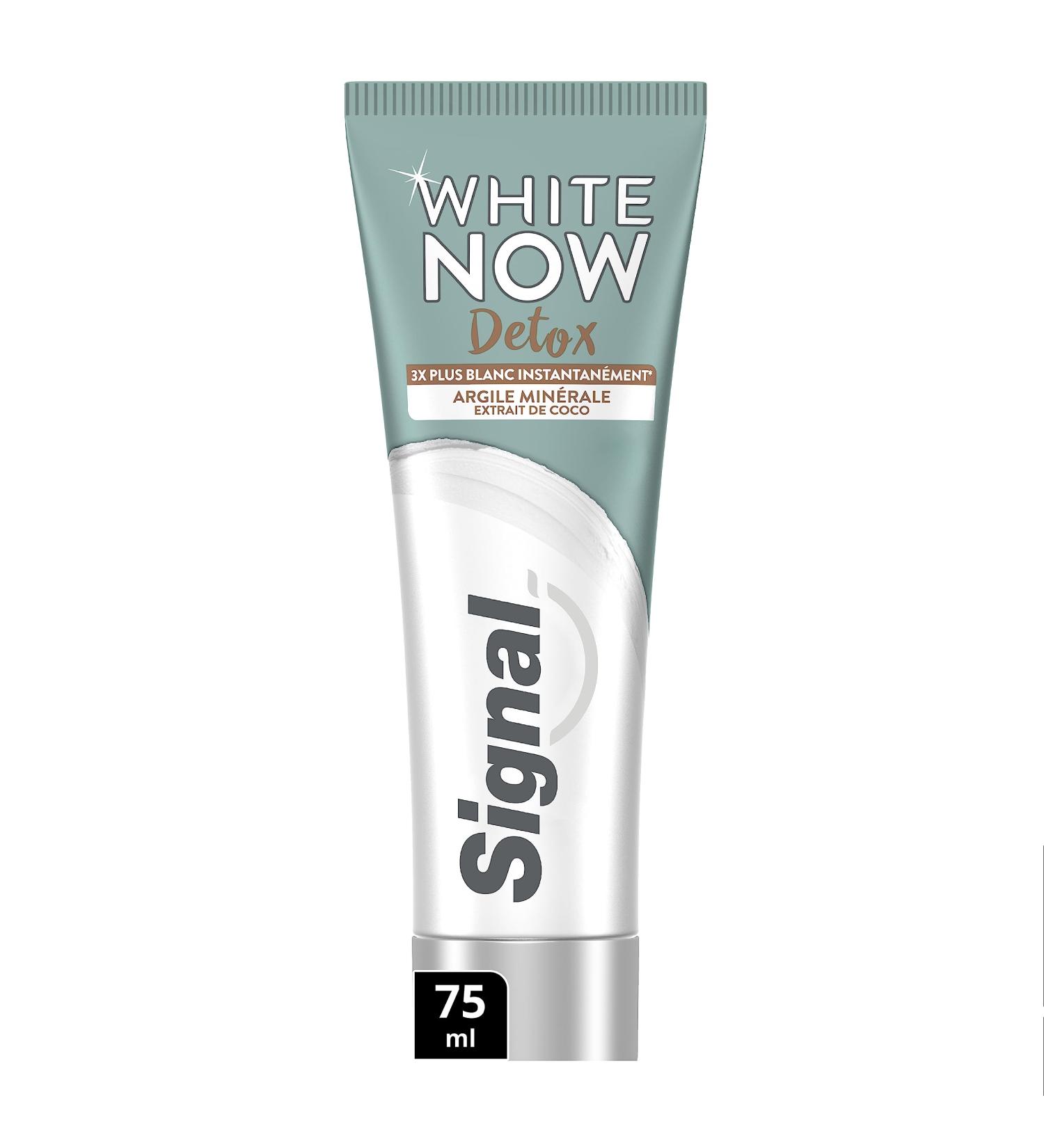SIGNAL - White Now Detox Whitening Toothpaste - Clay & Coconut Extract - 3X whiter teeth from the first brushing - 96% natural whitening ingredients - 75ml - Buy Online on GoSupps.com