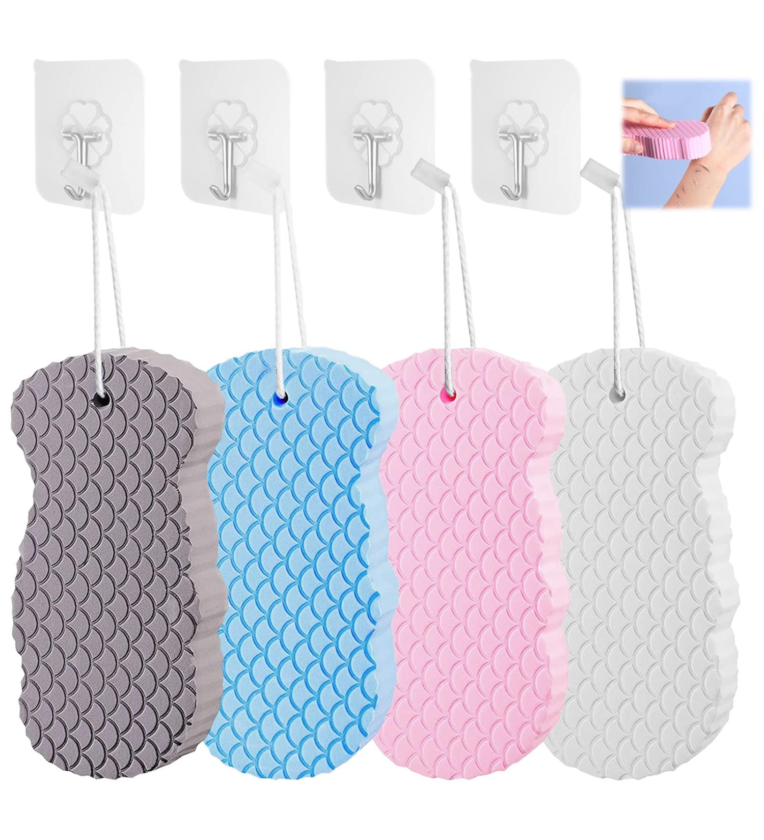 Topjowga 4PCs Super Soft Exfoliating Bath Sponge - Gentle Peeling Shower Sponge for Adults & Kids | Skin Health Protection - Buy Online on GoSupps.com