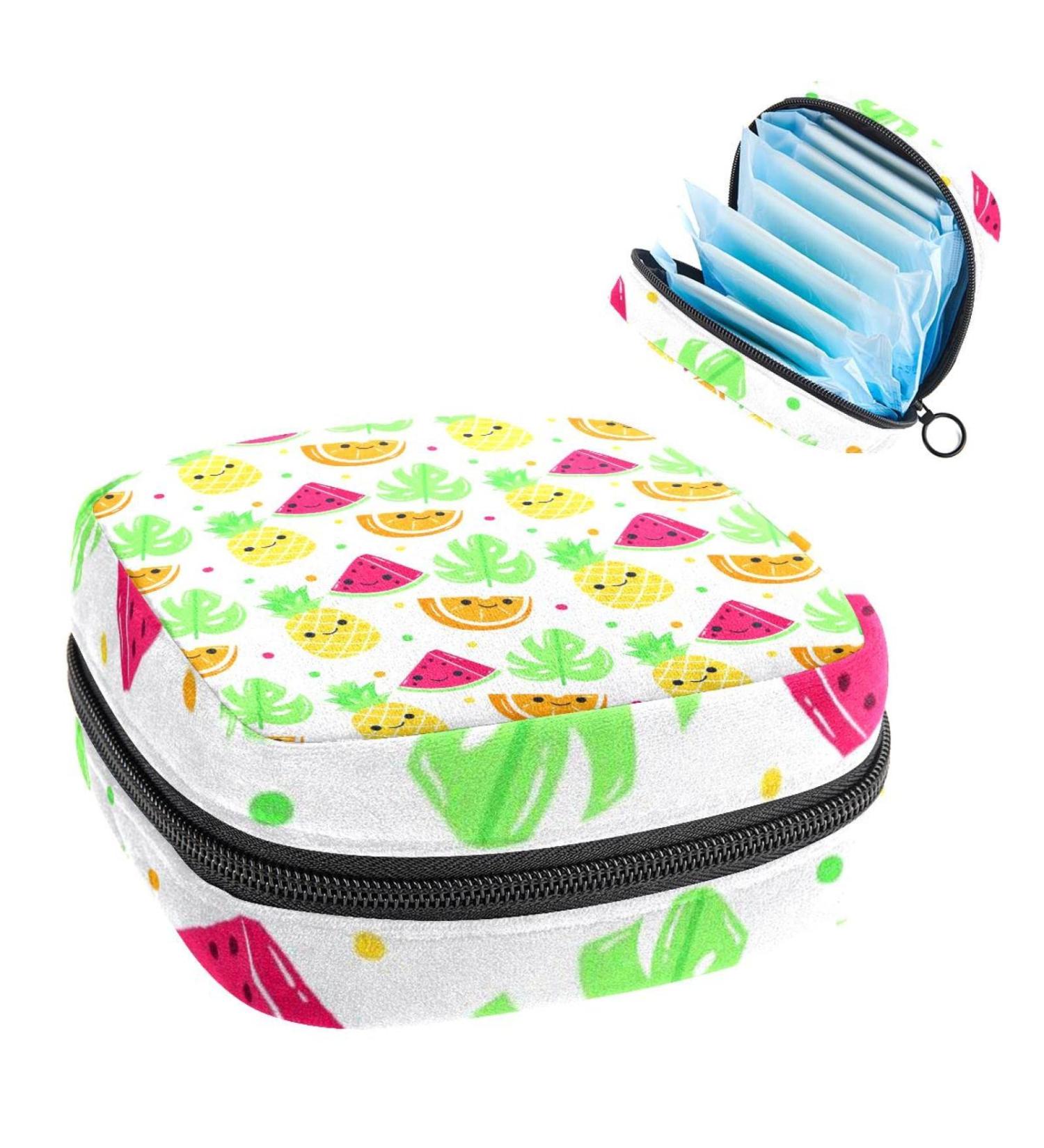 Anna Cowper Pineapple Watermelon Orange Leaves Sanitary Napkin Storage Bag - Menstrual Cup Pouch & Period Holder for Women/Girls - Multi-colored - Buy Online on GoSupps.com