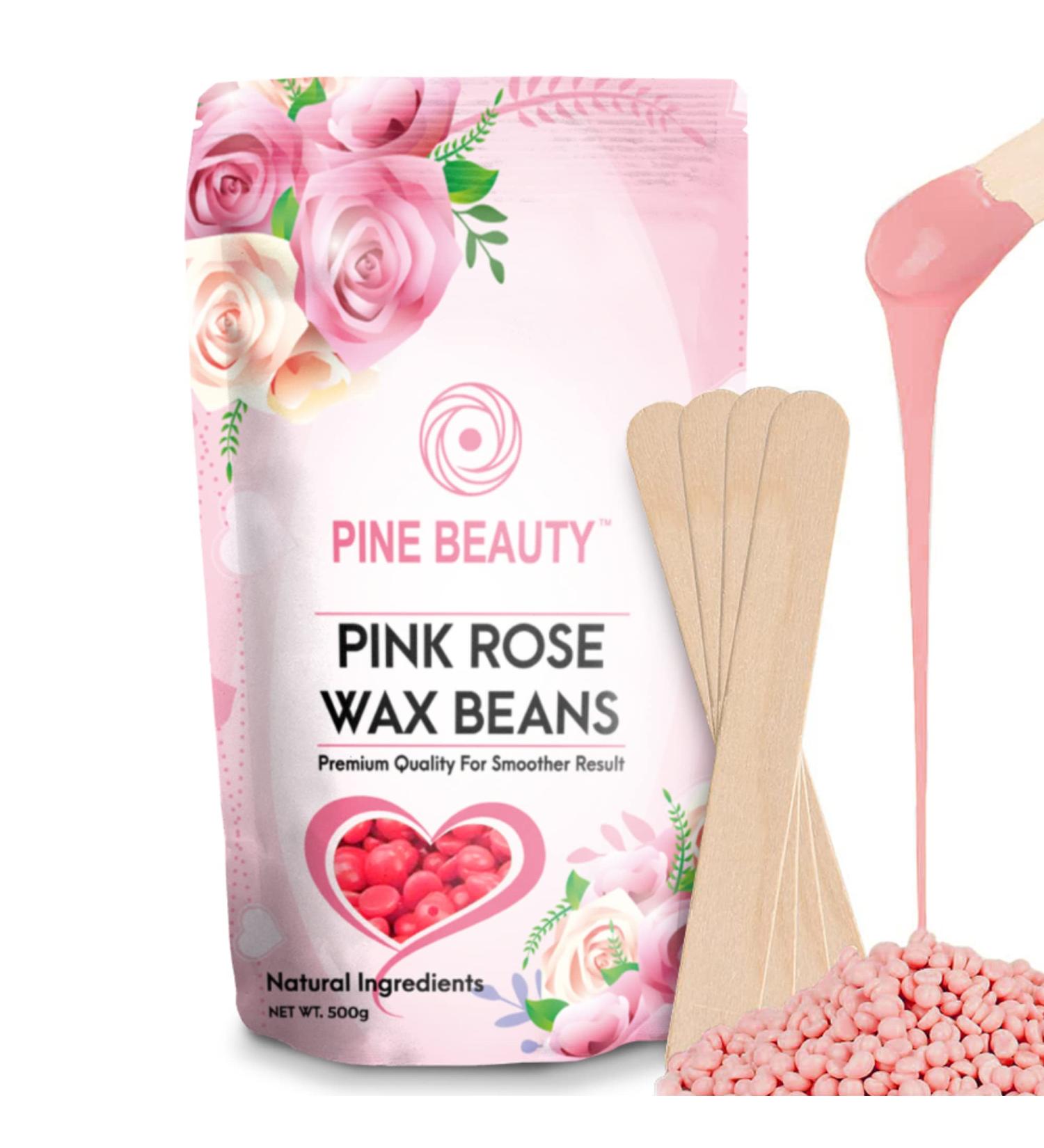 Wax Beads Hard Wax Beans Complete Kit - Painless Hair Removal Set with 10 Spatulas - Bikini, Face, Legs, Eyebrow, Body - Pearl Wax Warmer - Brazilian Wax (PINK ROSE 1.1) - Buy Online on GoSupps.com