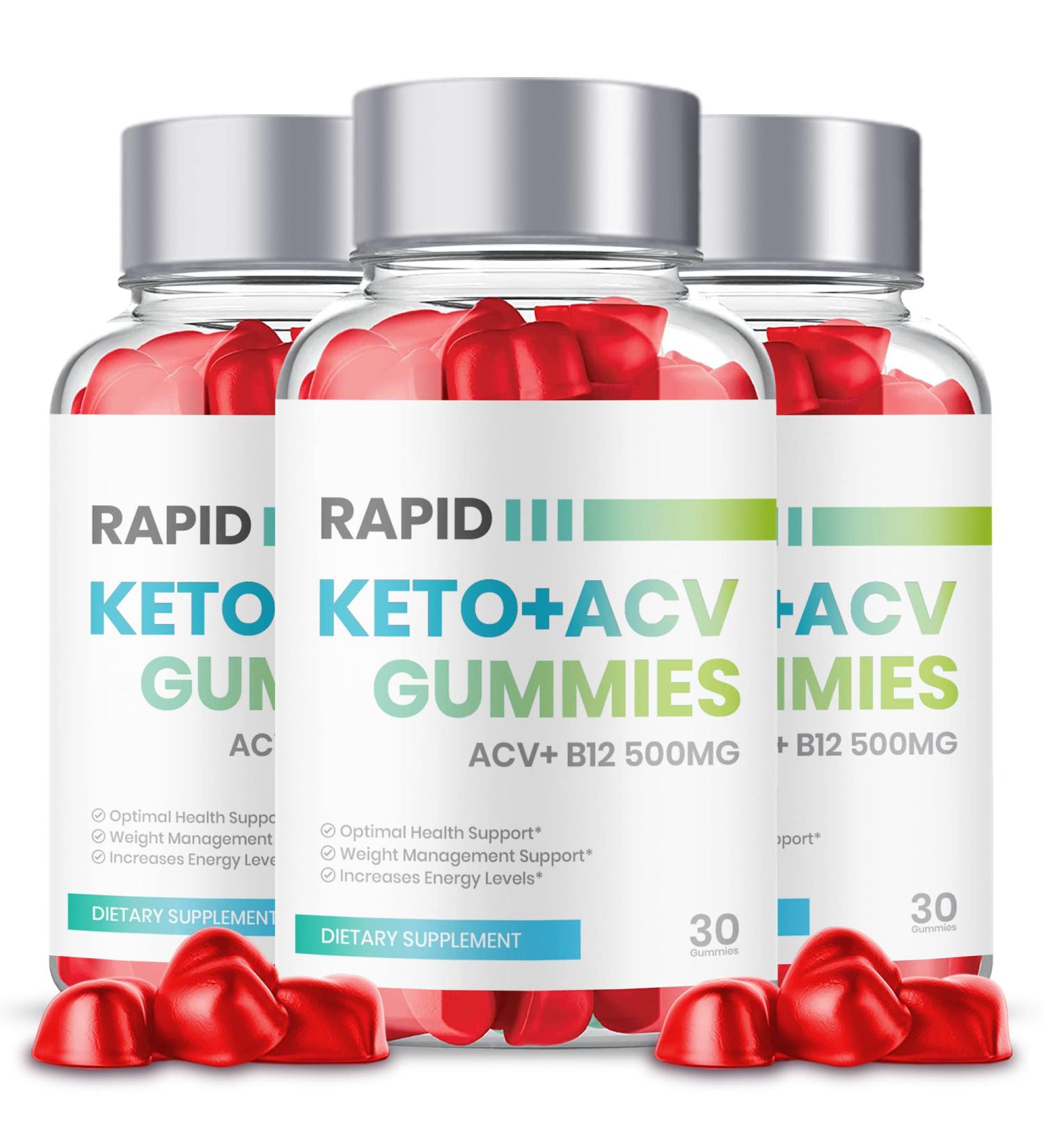 Rapid Keto ACV Gummies - Maximum Strength Weight Management Formula (3 Bottles) - Buy Online on GoSupps.com