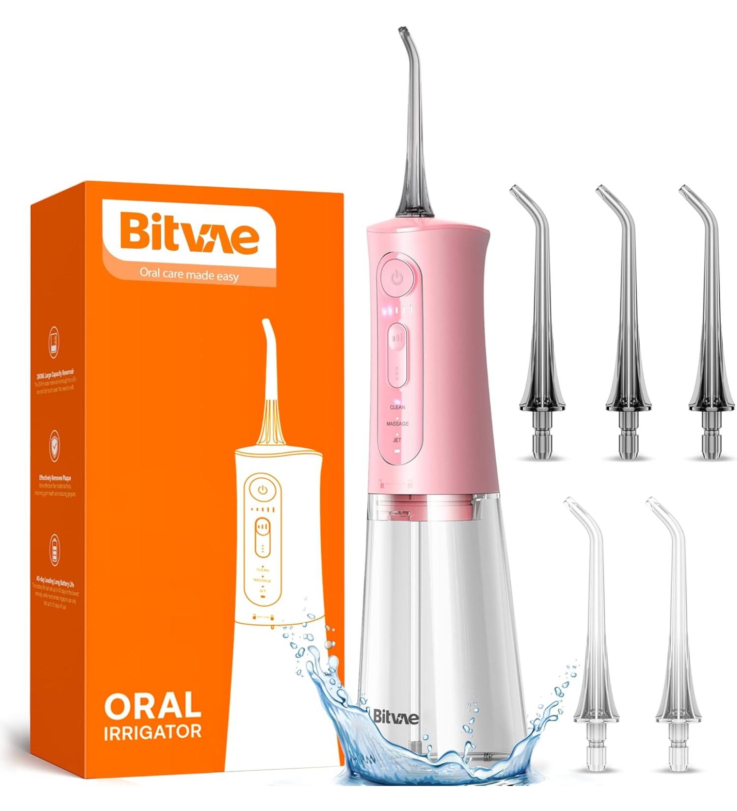 Buy Bitvae C5 Water Flosser | Cordless Rechargeable Oral Irrigator | IPX7 Waterproof Dental Care in Quartz Pink - Buy Online on GoSupps.com