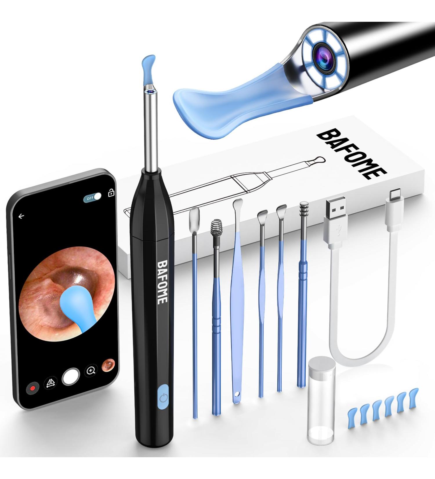 Buy Ear Wax Removal Kit with Camera - 1920HD Ear Cleaner Tool for iOS & Android | Built-in WiFi 6 Ear Pickers - Black - Buy Online on GoSupps.com