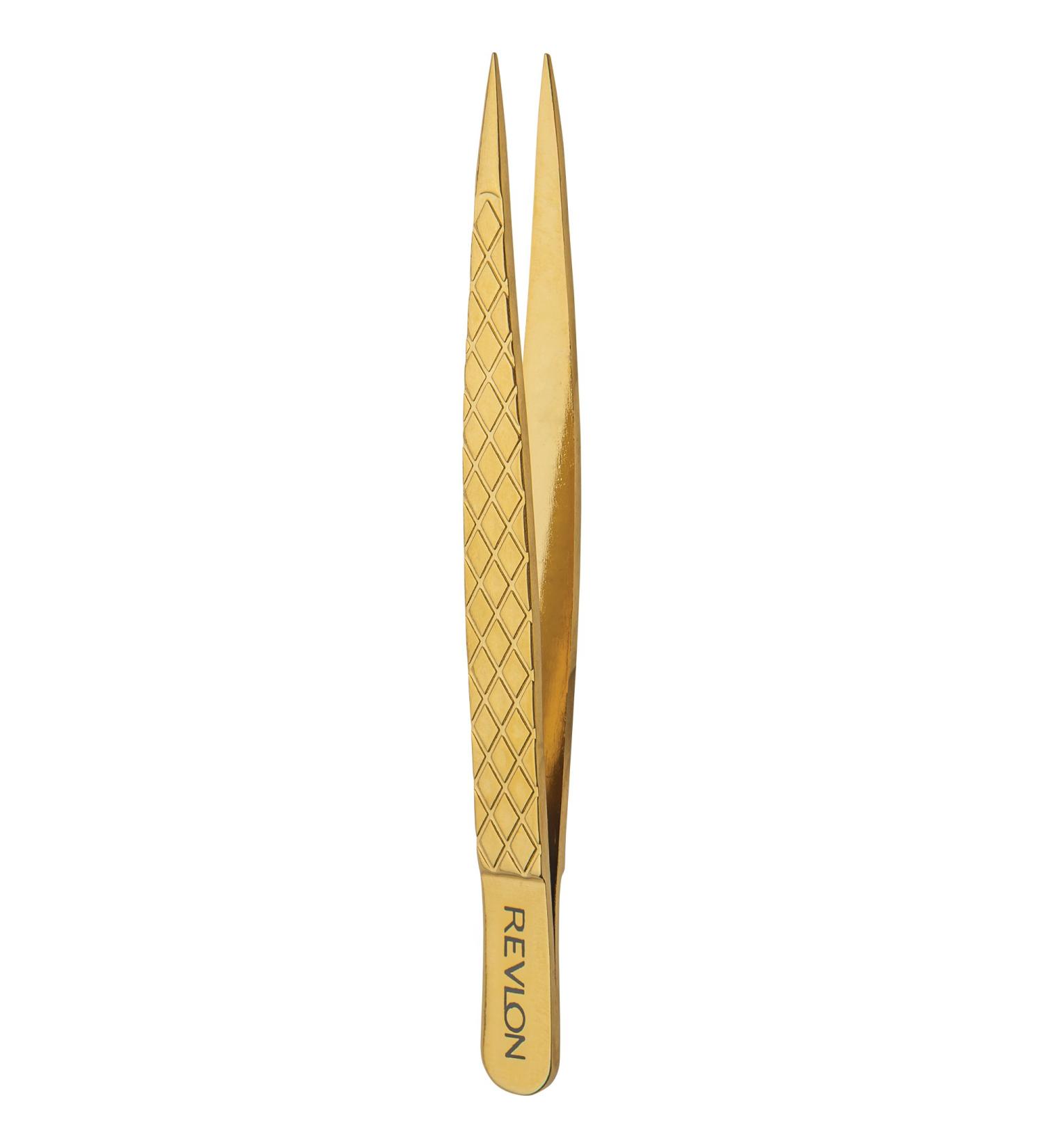 Revlon Gold Series Titanium Coated Point Tweezer - Precision Eyebrow Grooming Tool - Buy Online on GoSupps.com
