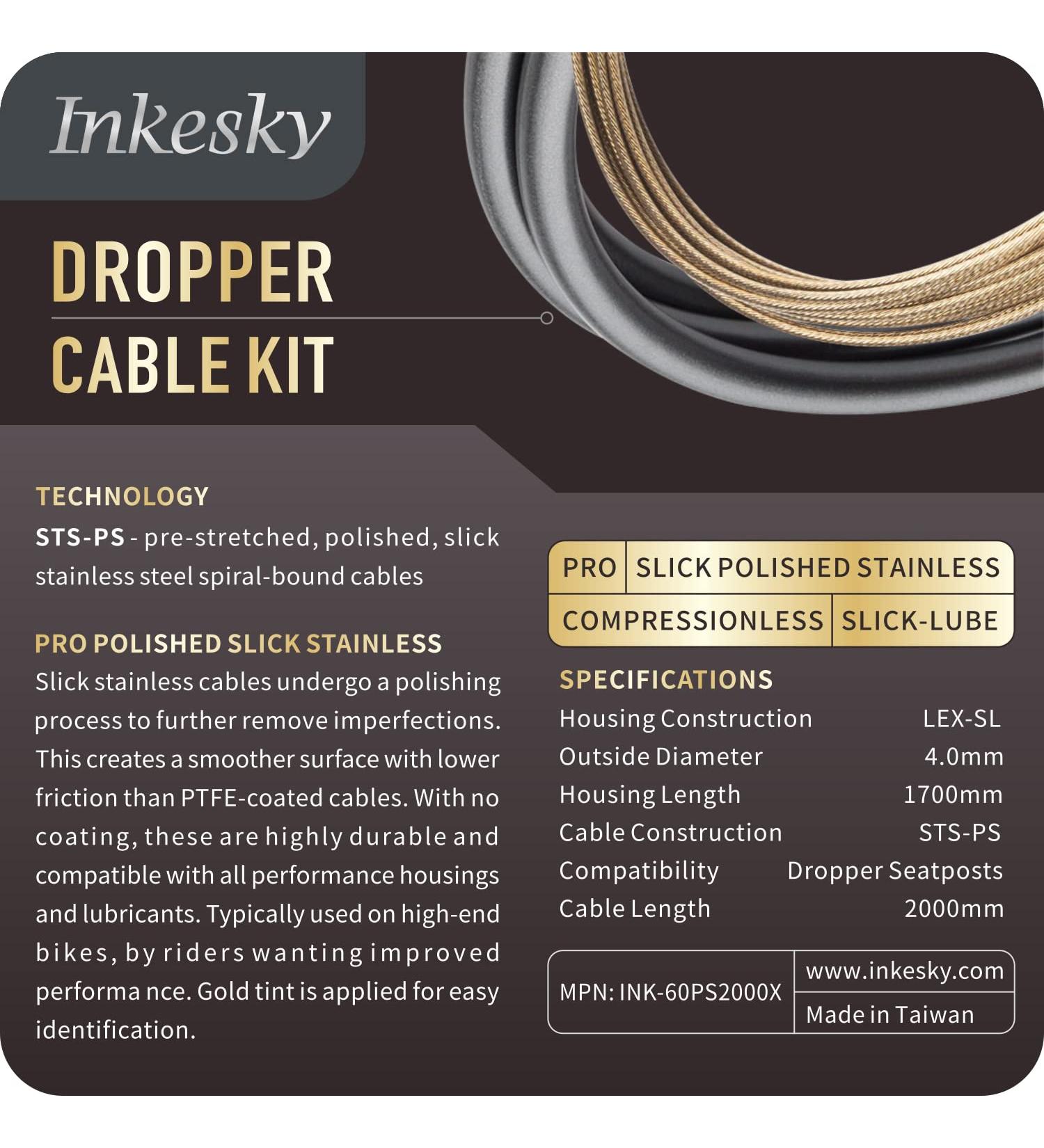 Inkesky Pro Dropper Post Cable Kit by JAGWIRE - PRO-Slick Polished Stainless - Buy Online on GoSupps.com