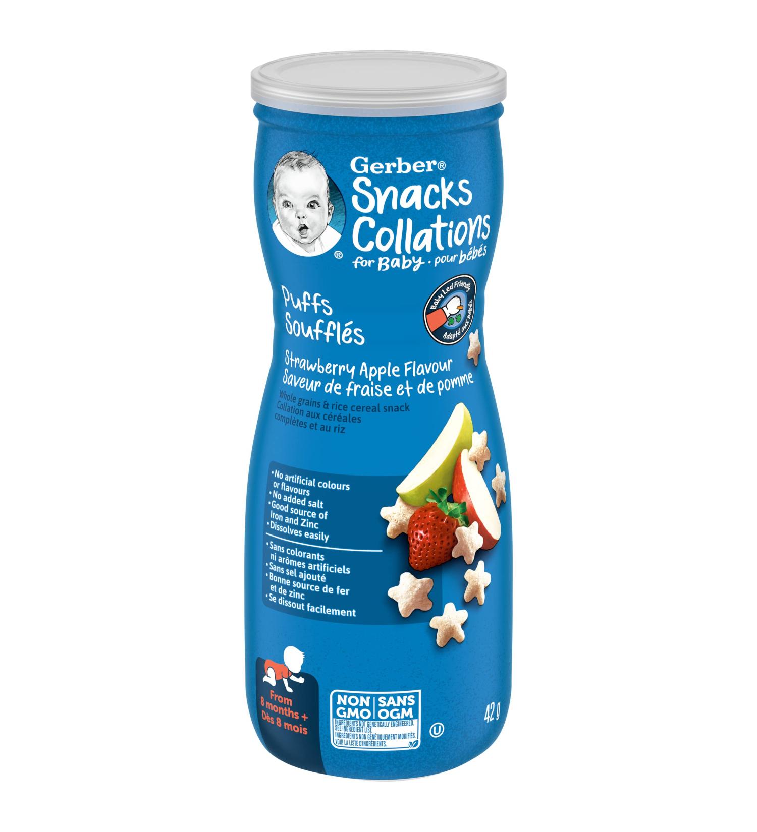 GERBER PUFFS Sweet Strawberry & Apple Baby Snacks Cereal Snack 8+ months 42 g 6 Pack Sweet Strawberry Apple - Buy Online on GoSupps.com