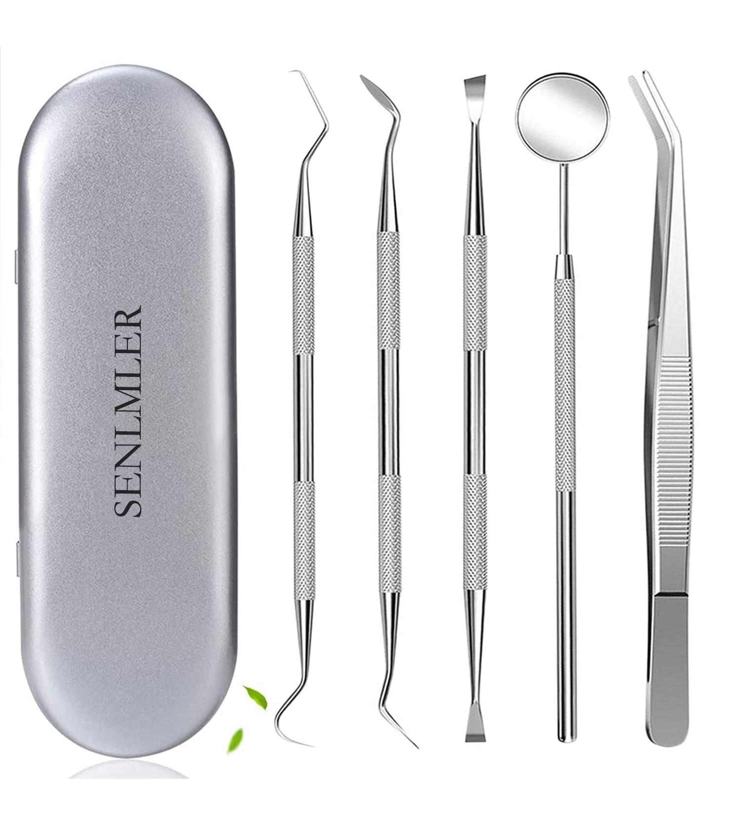 SENLMER Dental Tools Kit - Professional Teeth Cleaner & Plaque Remover with Stainless Steel Picks, Scalers & Tartar Cleaning Set for Dentists, Personal & Pet Oral Care - Case Included (Style 2) - Buy Online on GoSupps.com