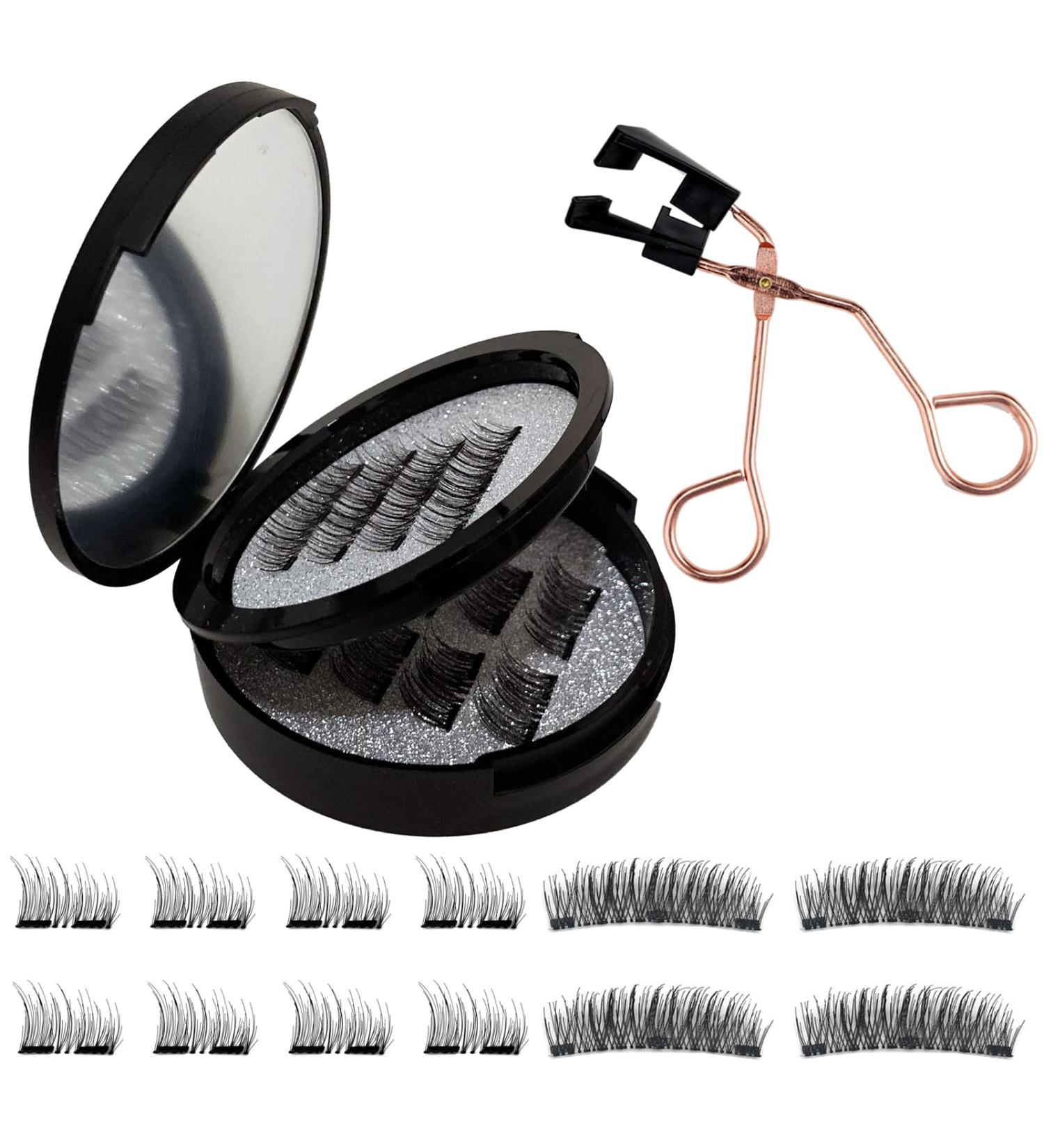 Magnetic Eyelashes with Applicator No Glue Needed 3D Magnetic False Lashes 2 Types Natural Look Fake Eyelash Set Reusable Waterproof Eyelashes Kit Dual Magnetic Lashes Easy to Wear without Eyeliner - Buy Online on GoSupps.com