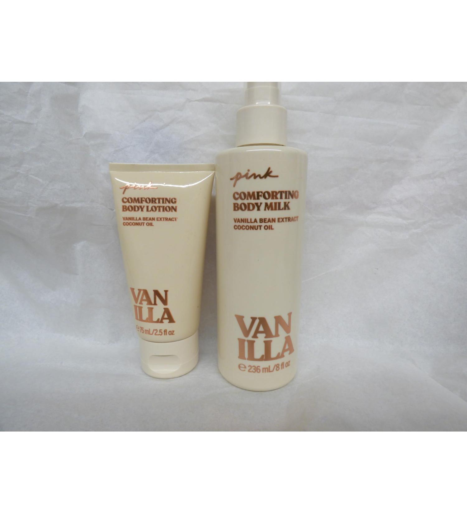 2 VS fragrance lotion 8 fl oz & perfume mist 8.4 fl oz bundle set (Vanilla Comforting Body Milk& Mini Lotion)