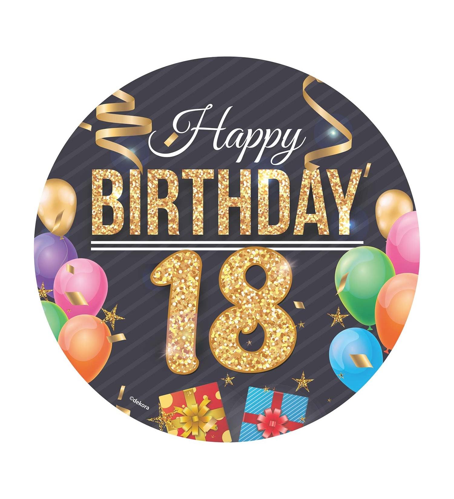 Dekora Happy 18 Birthday Wafer Disc for Cake Edible Cake Topper for Birthday Cake Round 20 CM - Buy Online on GoSupps.com