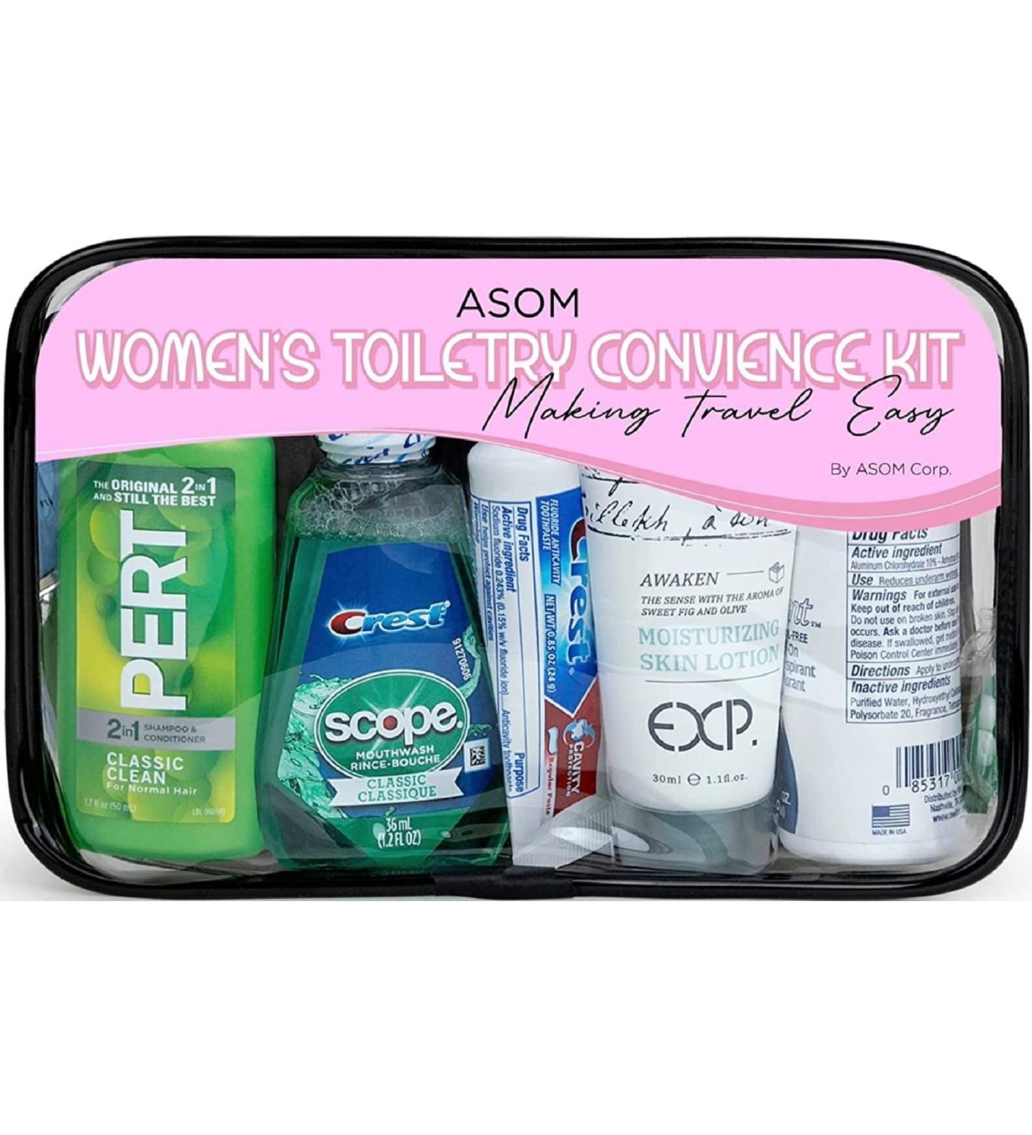 ASOM Toiletry Travel Kit - Hygiene Essentials & TSA Approved Clear Bag Set - Buy Online on GoSupps.com
